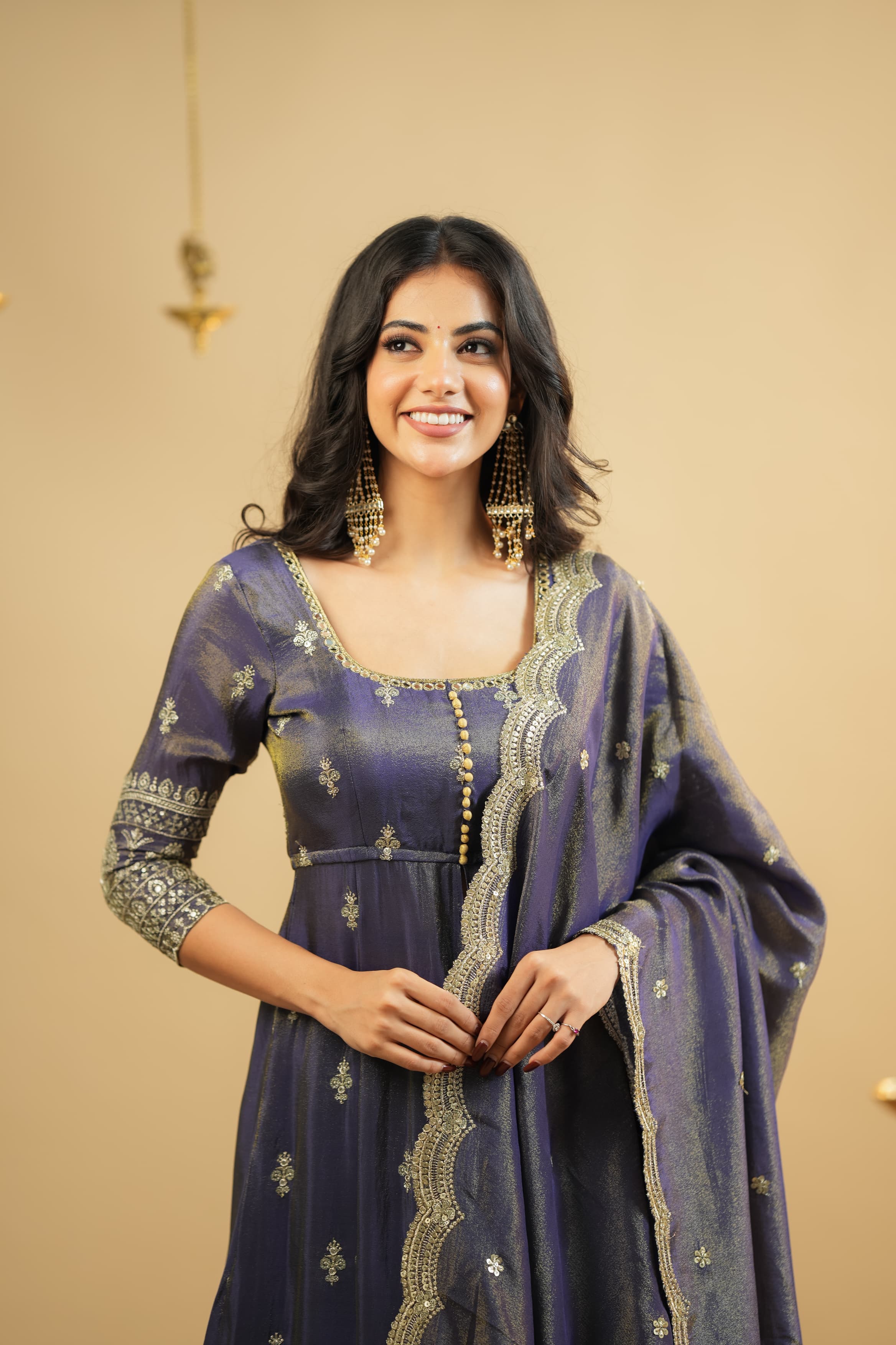 Aanya Royal Purple Festive Wear Anarkali Suit With Skirt - Image 9