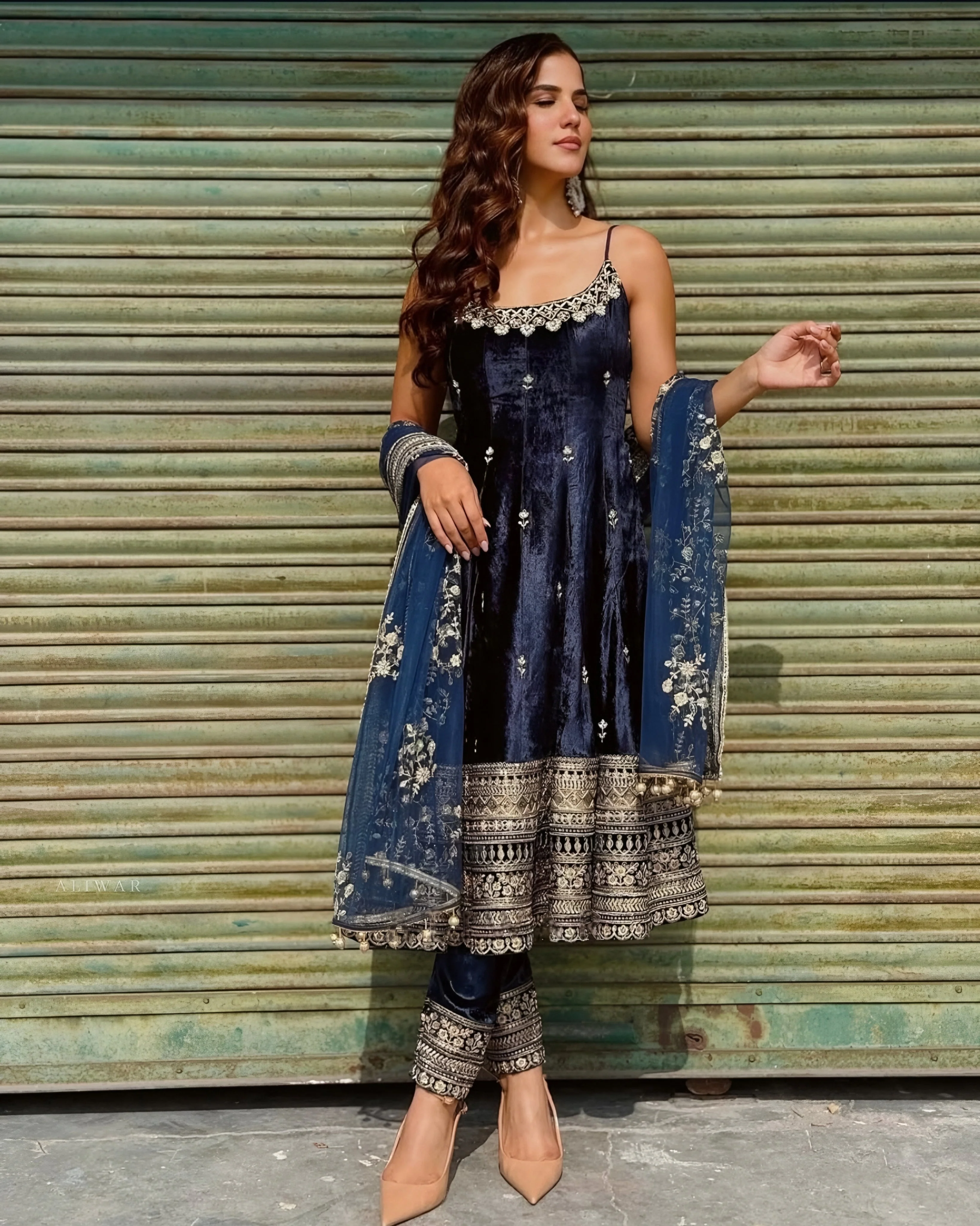 Alveera Premium Quality Blue Anarkali Suit Set - Image 2