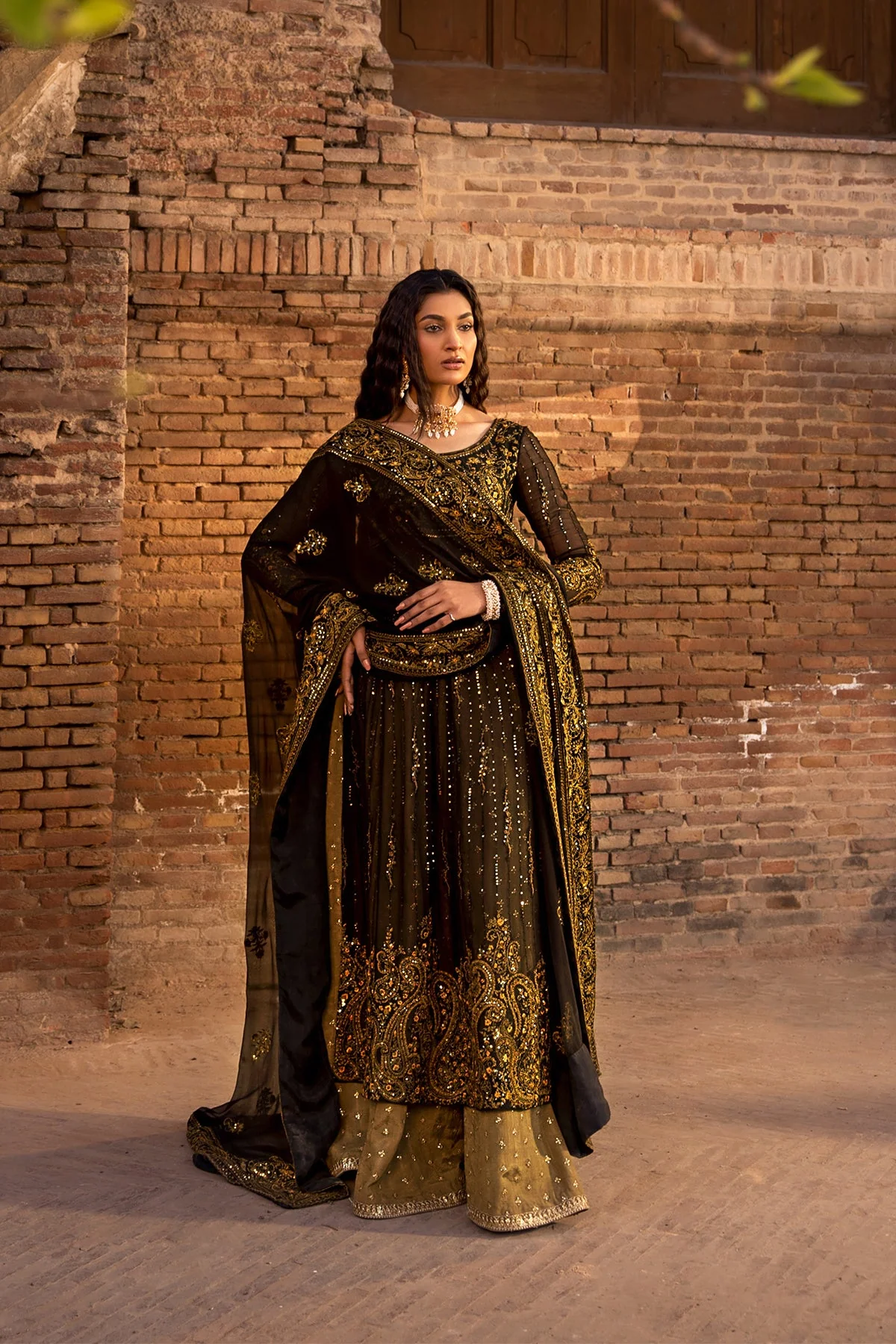 Black Colour Fox Georgette Thread With Sequence Work Palazzo Suit - Image 3