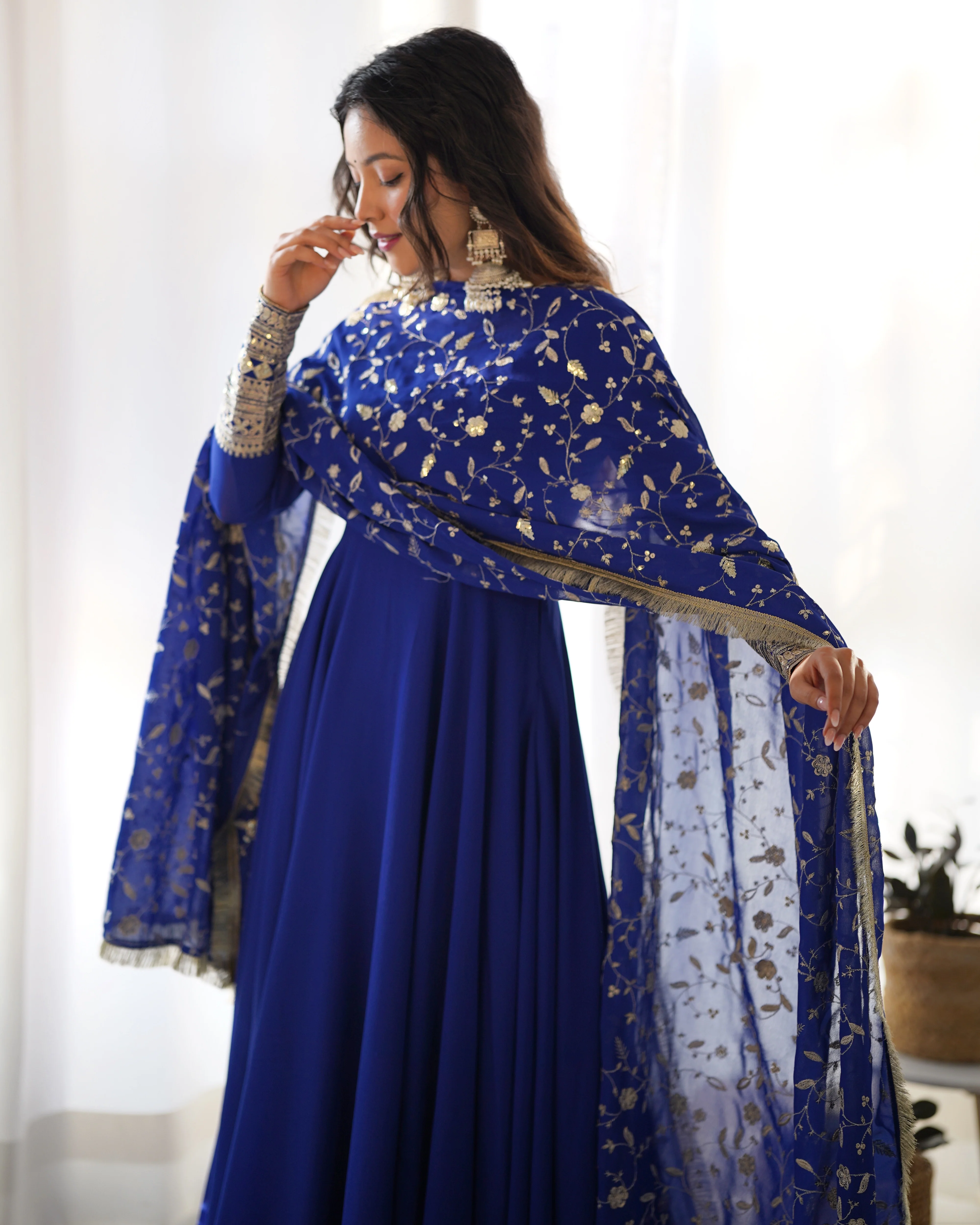 Blue Color Georgette With Sequence Work Anarkali Suit - Image 4