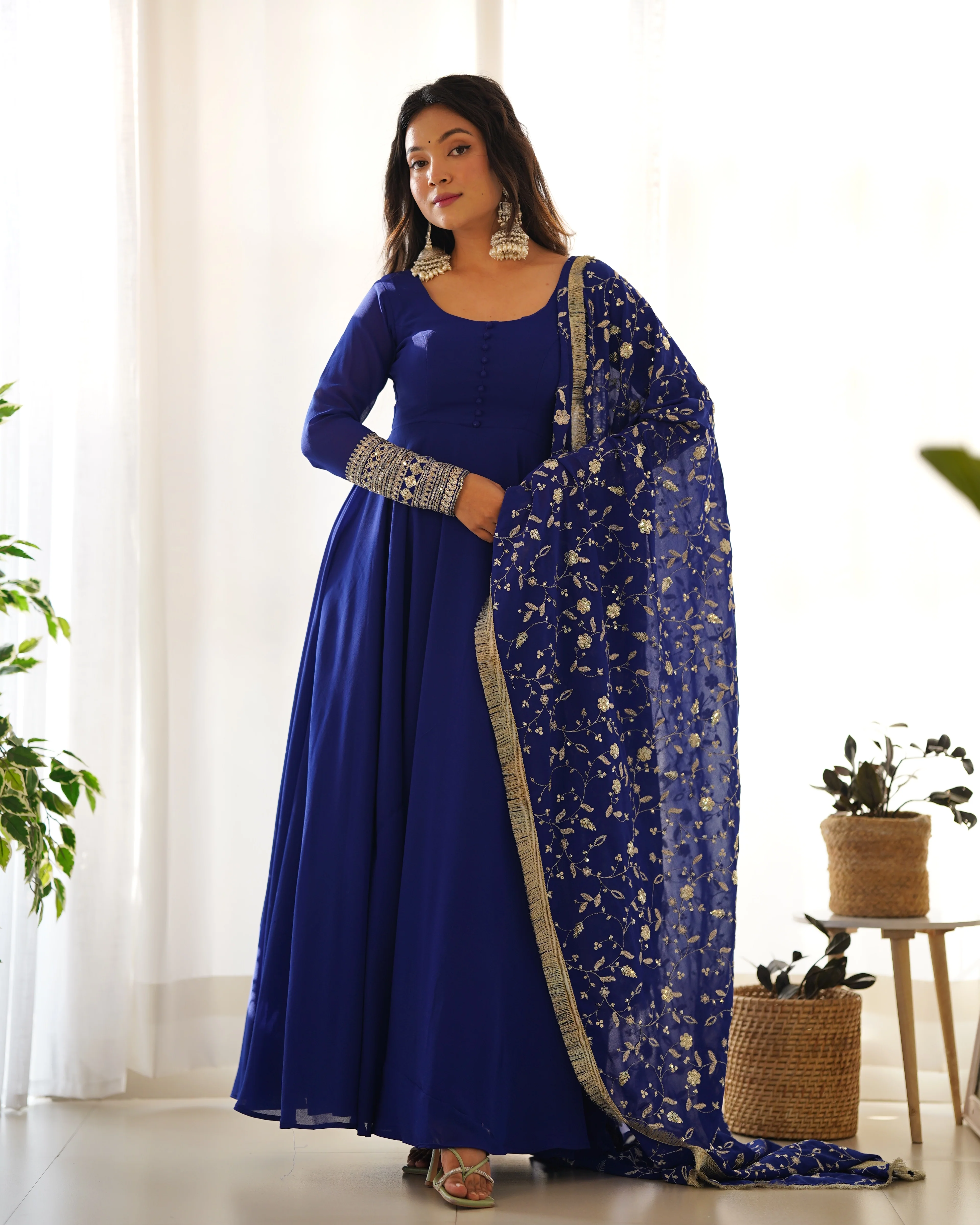 Blue Color Georgette With Sequence Work Anarkali Suit - Image 5