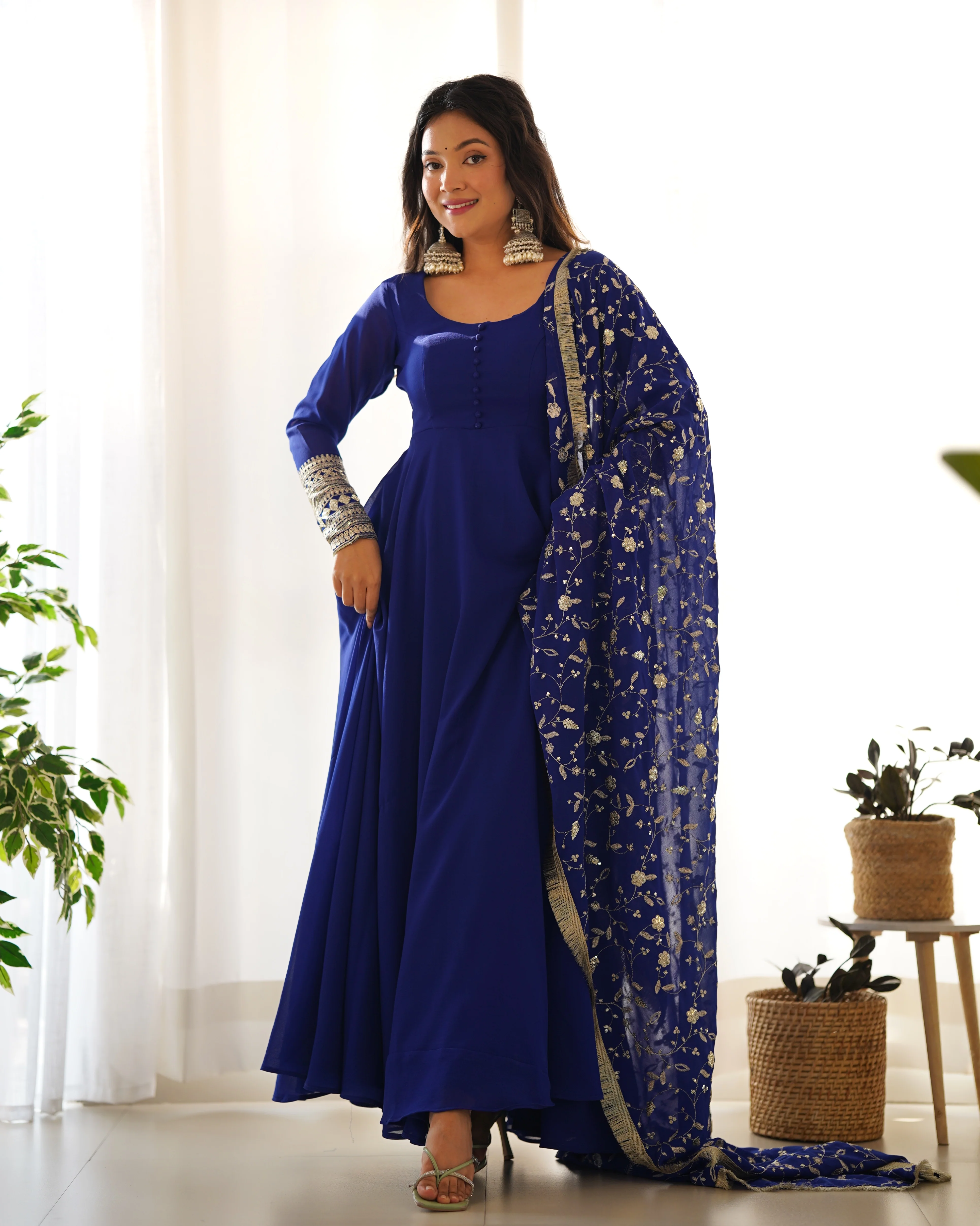 Blue Color Georgette With Sequence Work Anarkali Suit - Image 6