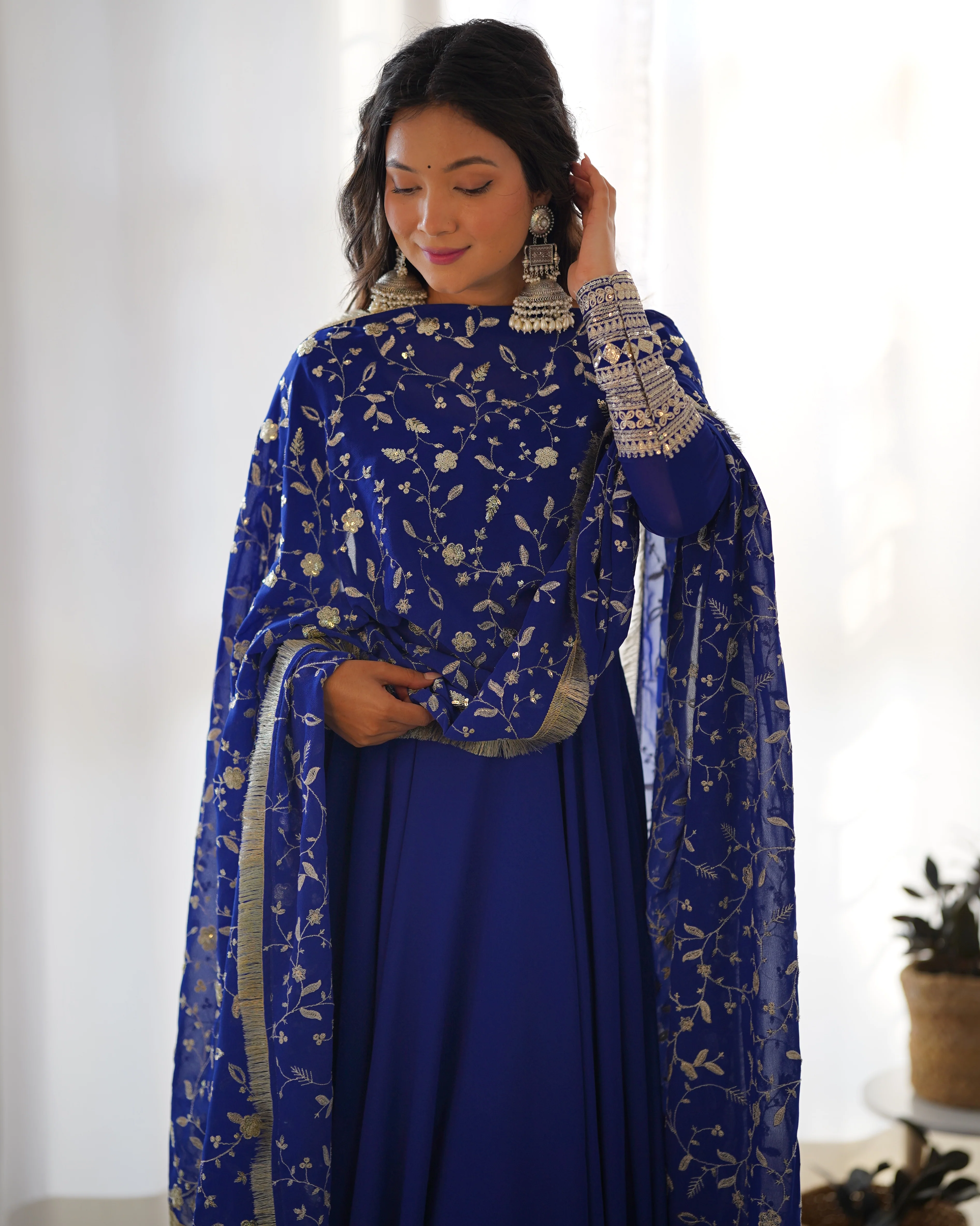 Blue Color Georgette With Sequence Work Anarkali Suit - Image 7