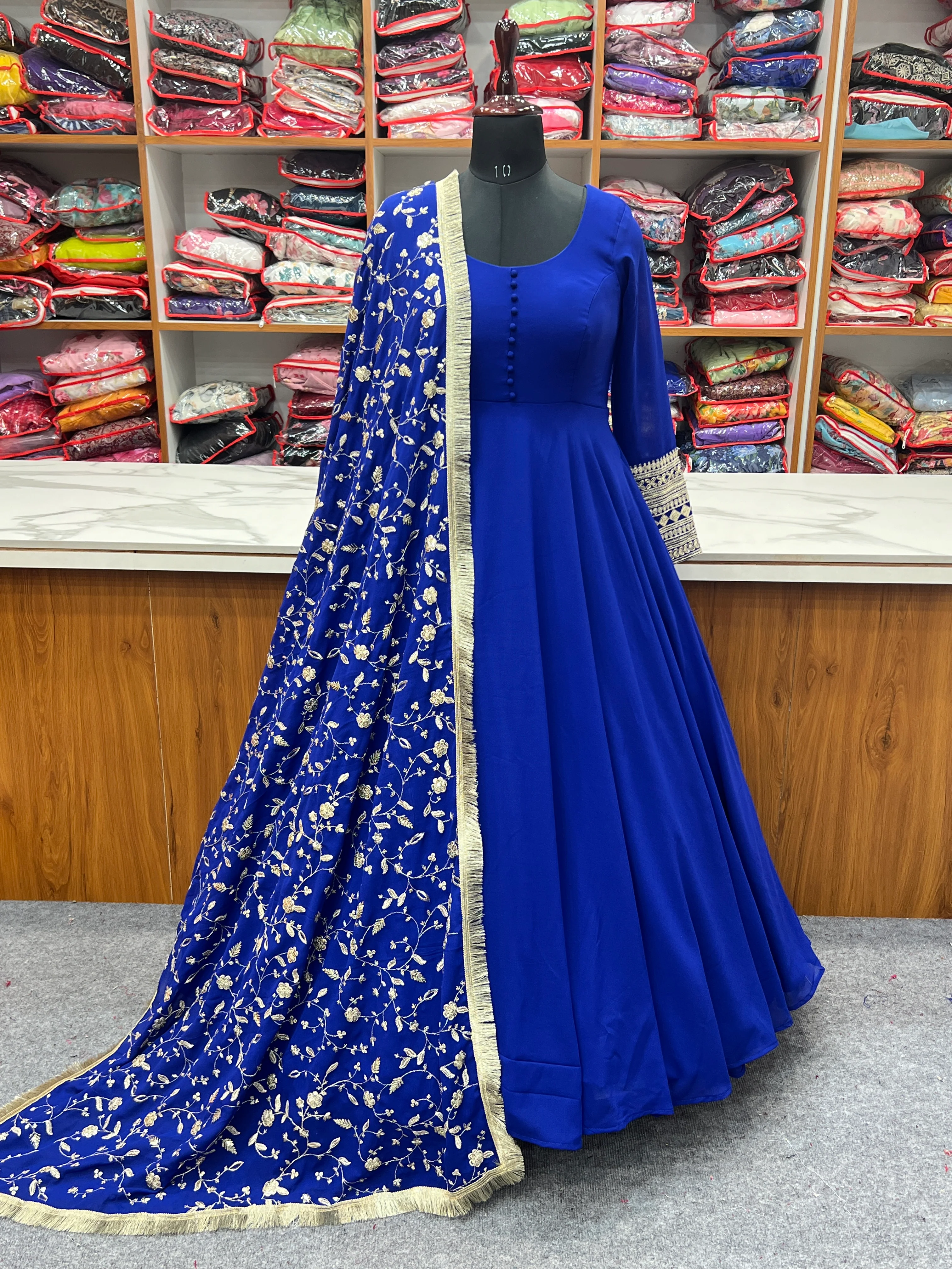 Blue Color Georgette With Sequence Work Anarkali Suit - Image 8