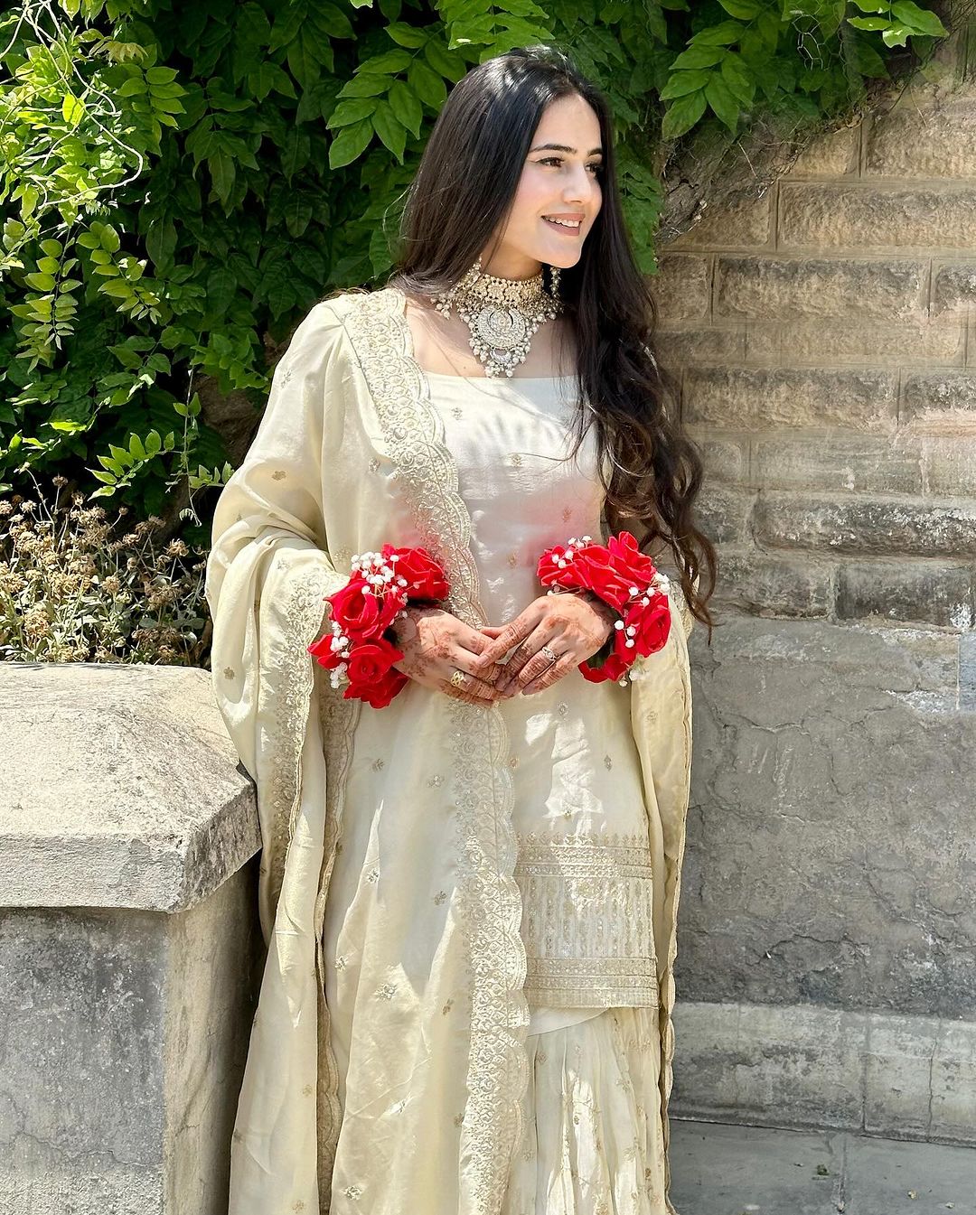 Delightful White Color Georgette Embroidery Work Sharara Suit - Image 4