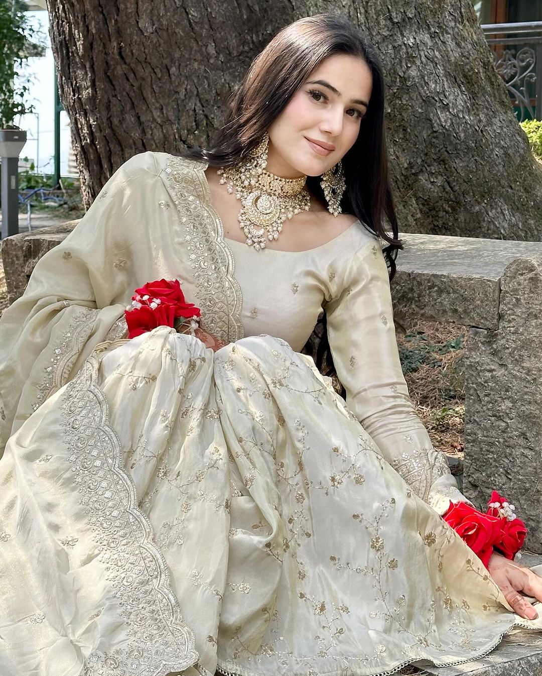 Delightful White Color Georgette Embroidery Work Sharara Suit - Image 6