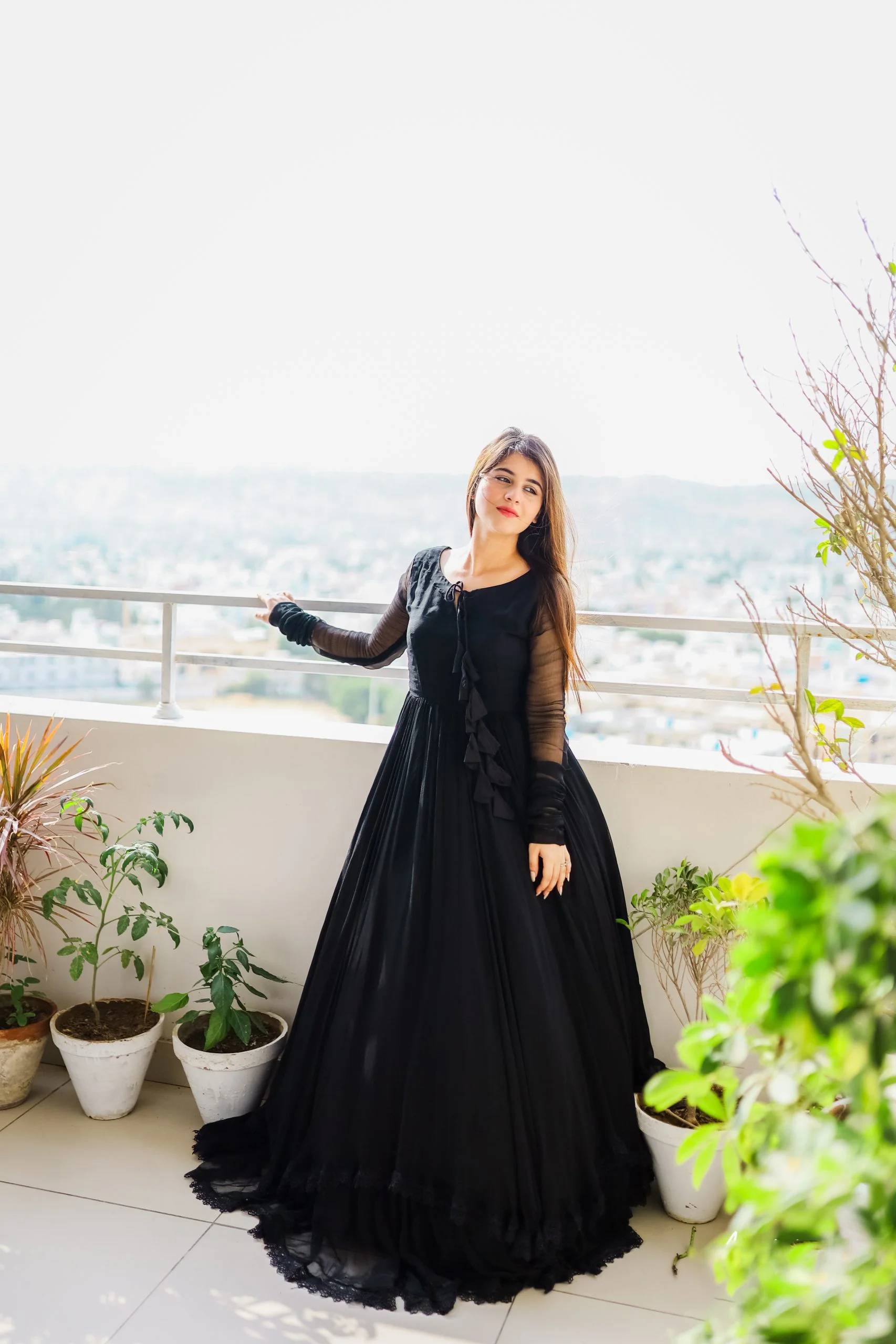 Demanding Black Color Lace Work Long Anarkali Gown - Image 4