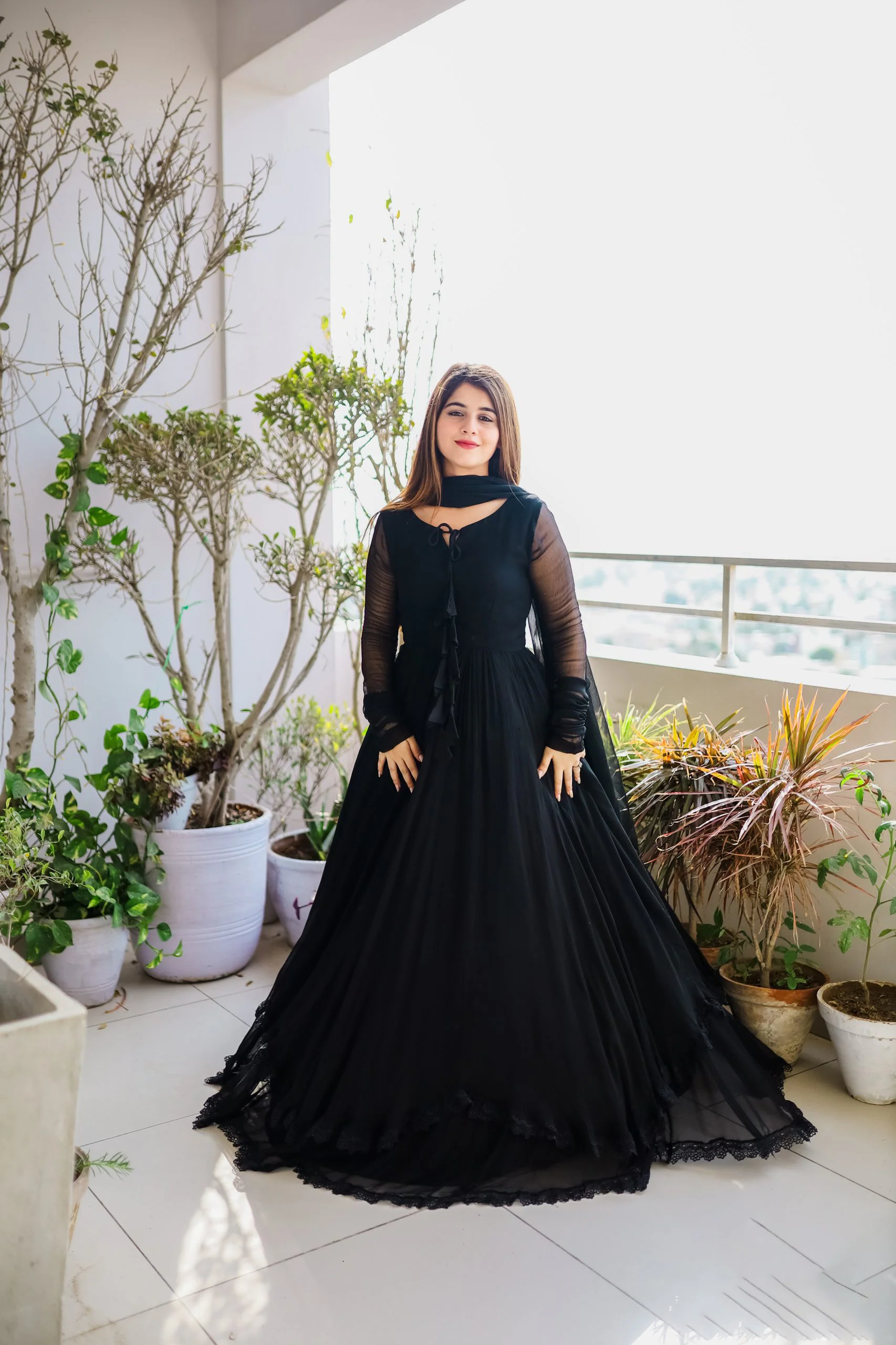 Demanding Black Color Lace Work Long Anarkali Gown - Image 5