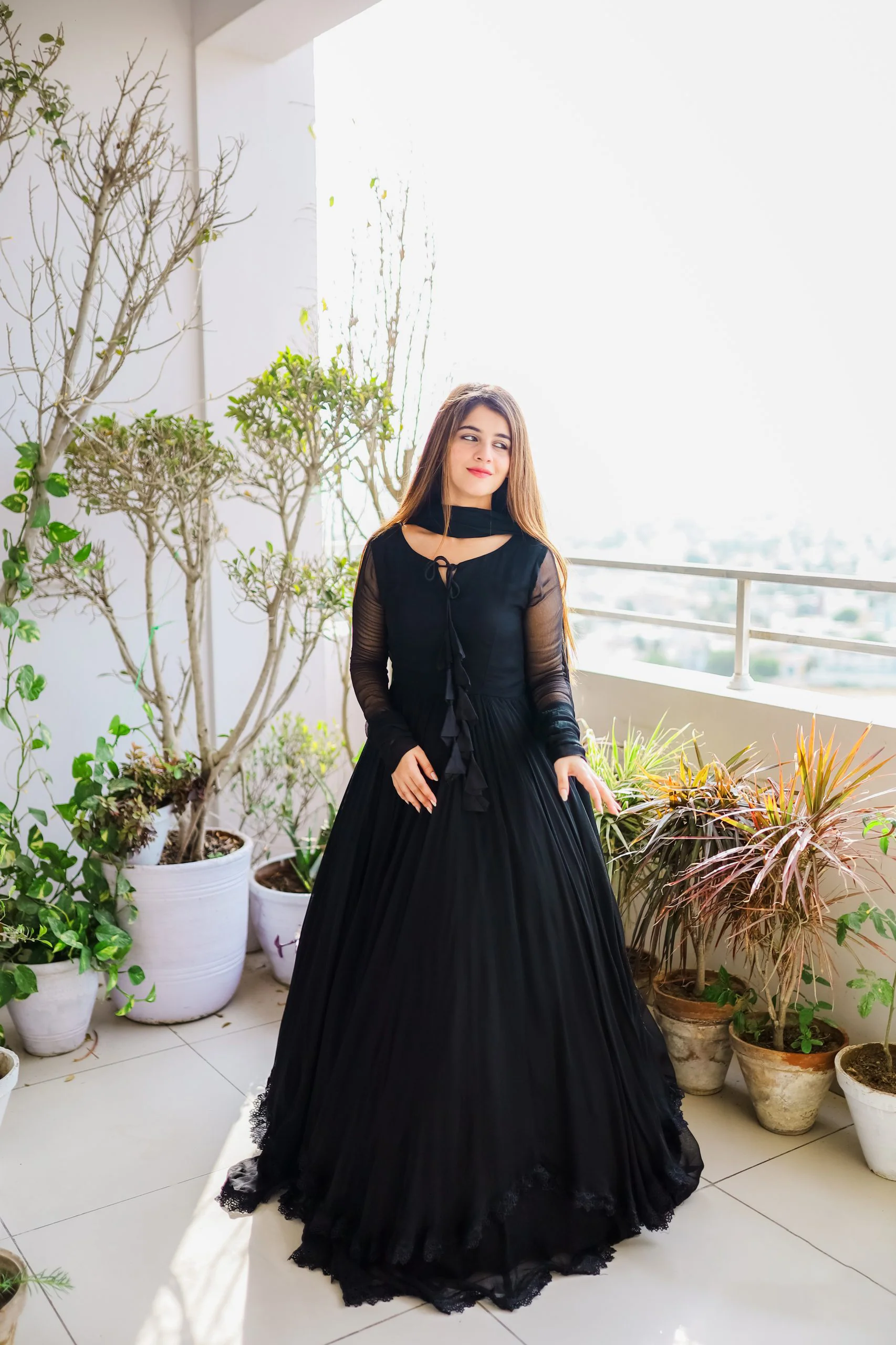 Demanding Black Color Lace Work Long Anarkali Gown - Image 6