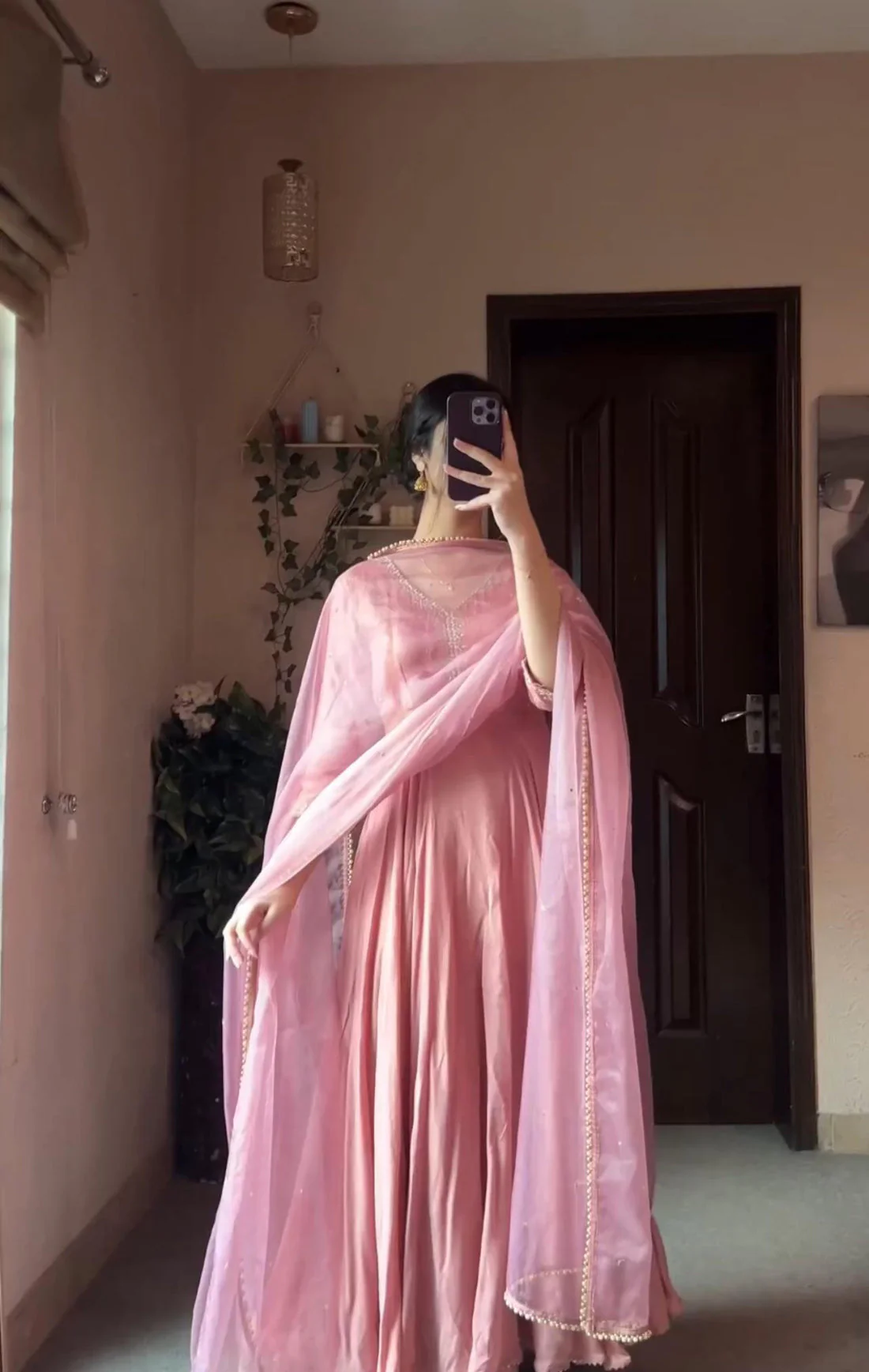 Designer Party Wear Peach Color Exclusive Gown - Image 2