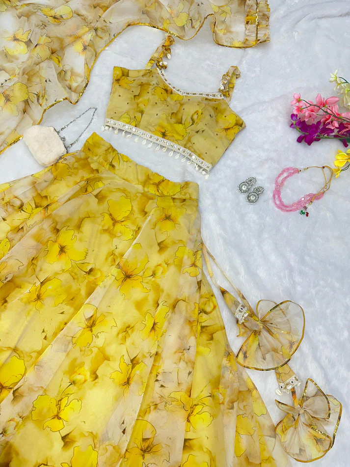 Elegance With Modern Touch Yellow Lehenga Choli - Image 3