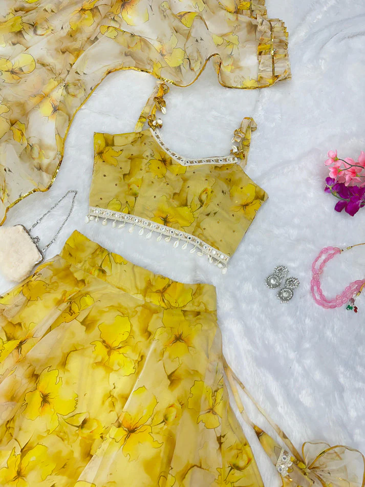 Elegance With Modern Touch Yellow Lehenga Choli - Image 4