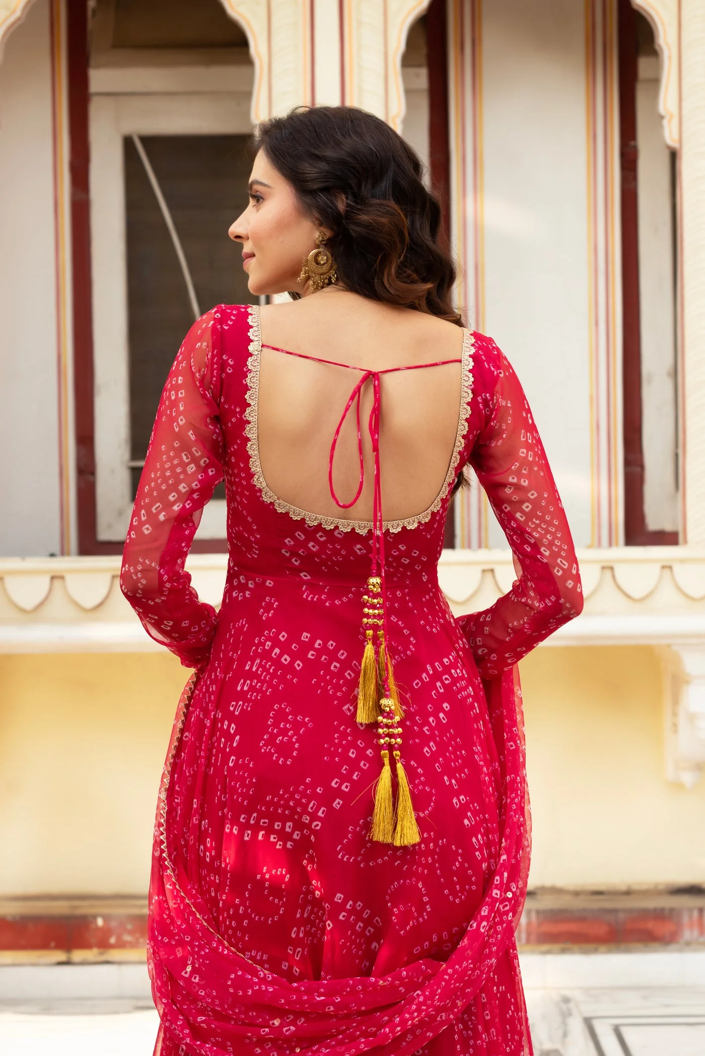 Elegant Georgette Bandhani Anarkali Suit with Dupatta for Special Occasions - Image 6