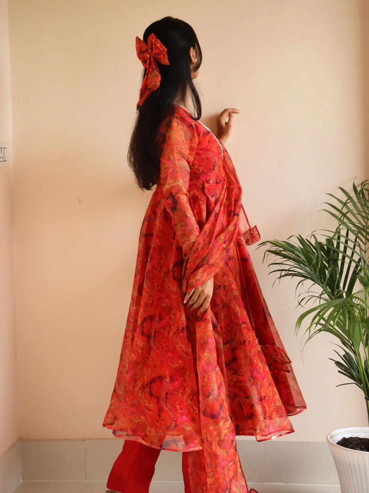 Fabulous Red Color Digital Printed Anarkali suit - Image 6