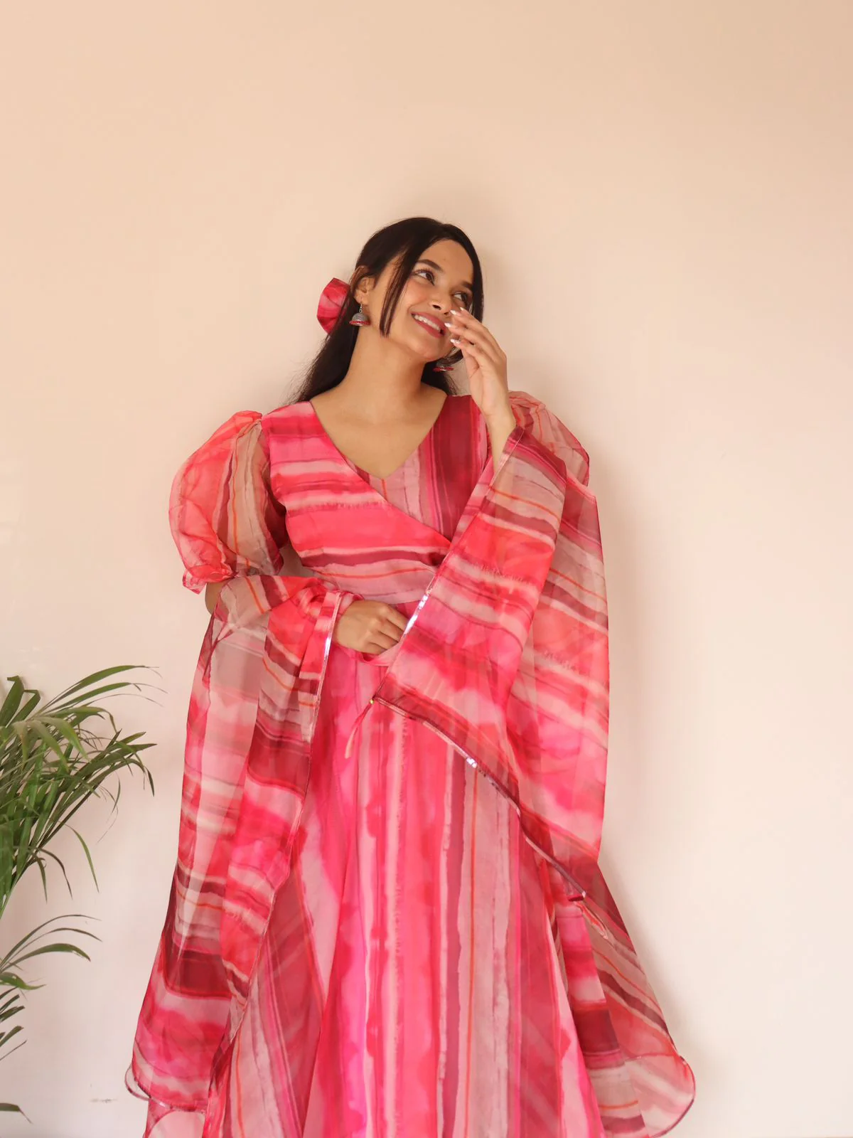 Festival Wear Multi Color Organza Anarkali Suit - Image 4