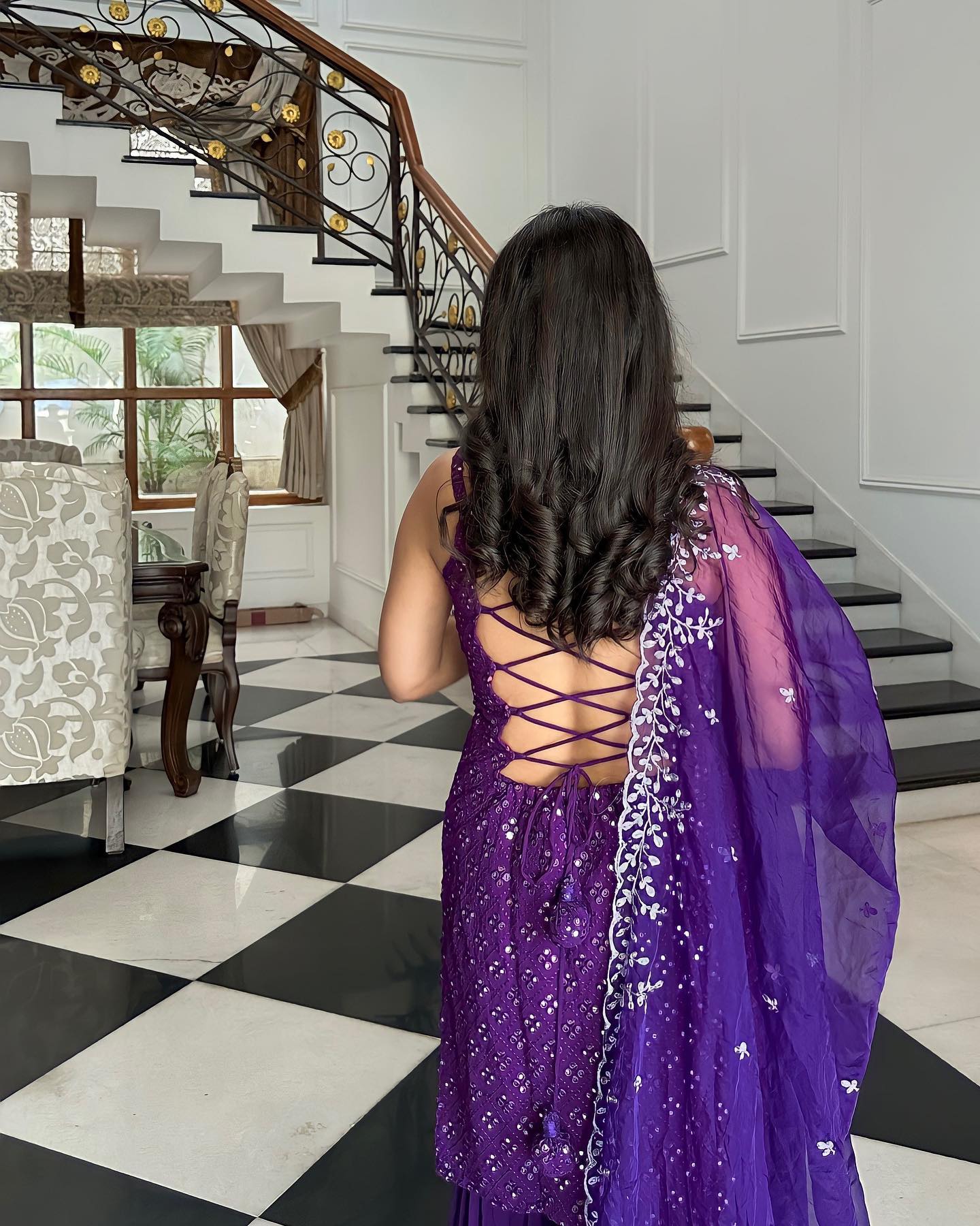 Festive Royal Purple Sharara Suit with Embroidered Kurti & Dupatta - Image 3