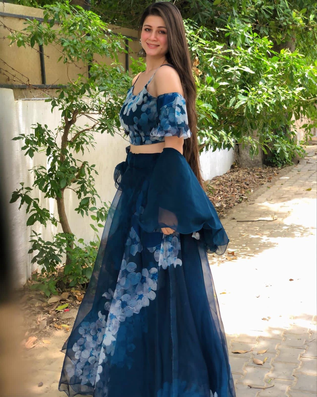 Gorgeous Navy Blue Color Organza Lehenga Choli - Image 2