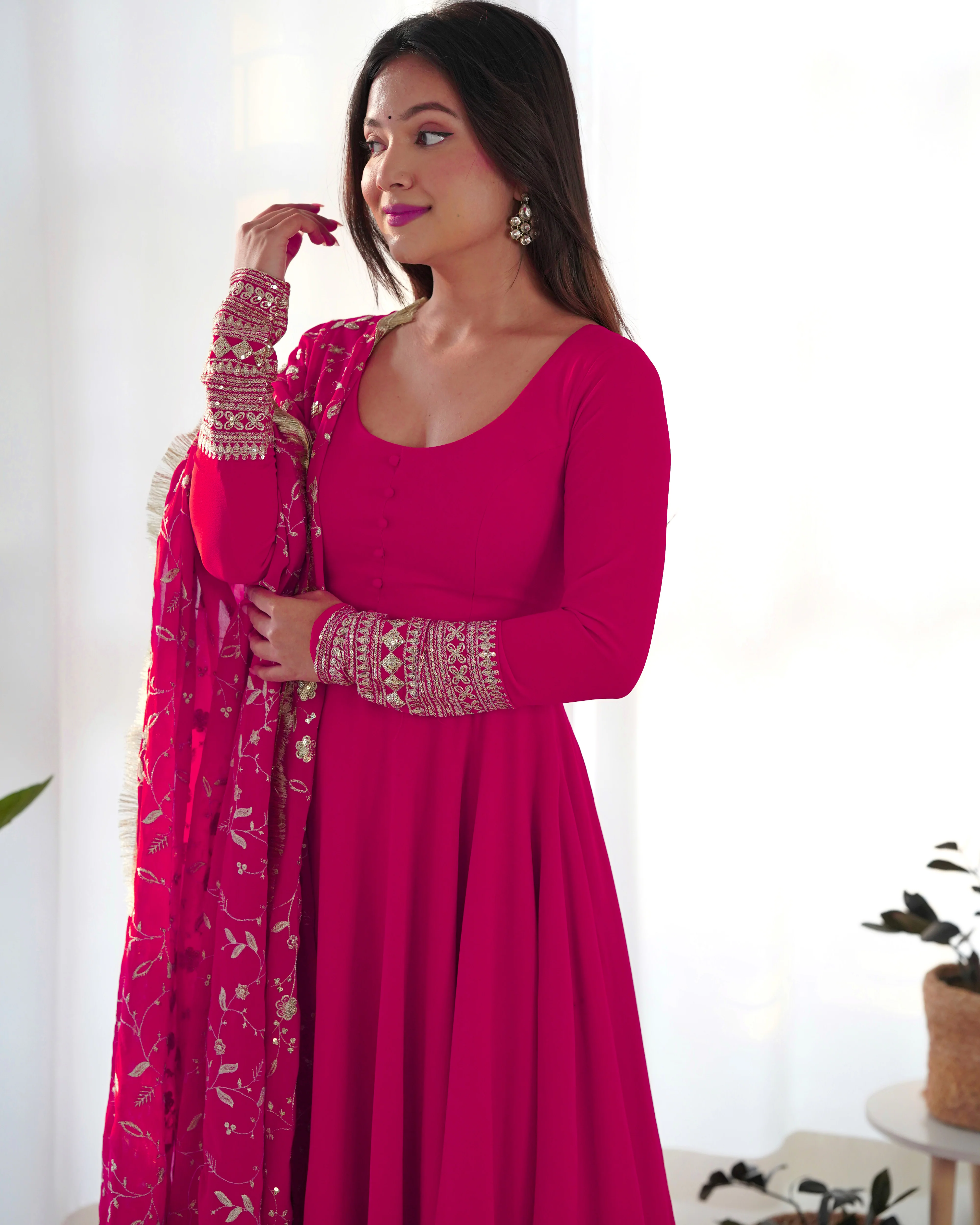 Attractive Pink Anarkali Suit Set With Heavy Dupatta - Image 12