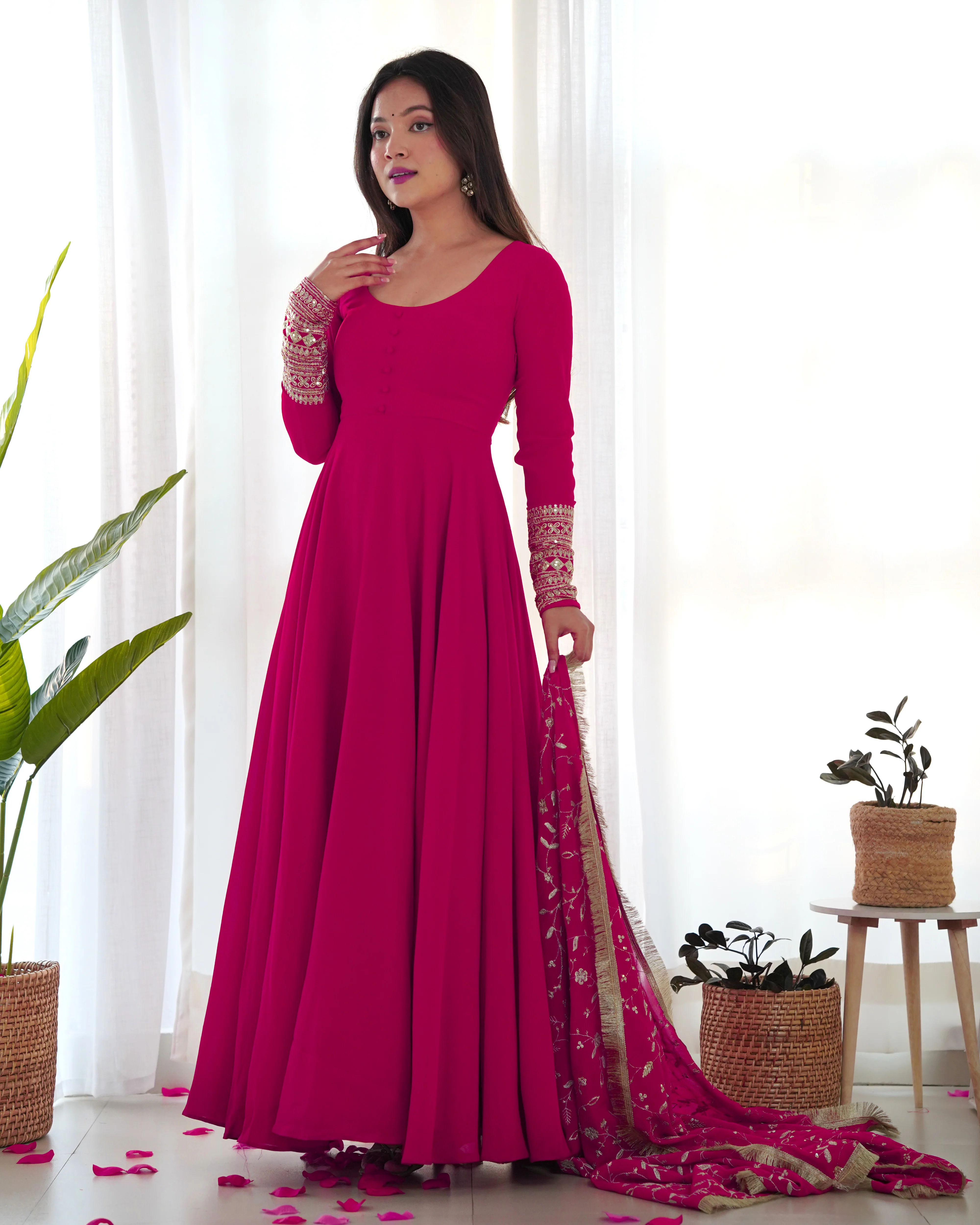 Attractive Pink Anarkali Suit Set With Heavy Dupatta - Image 8