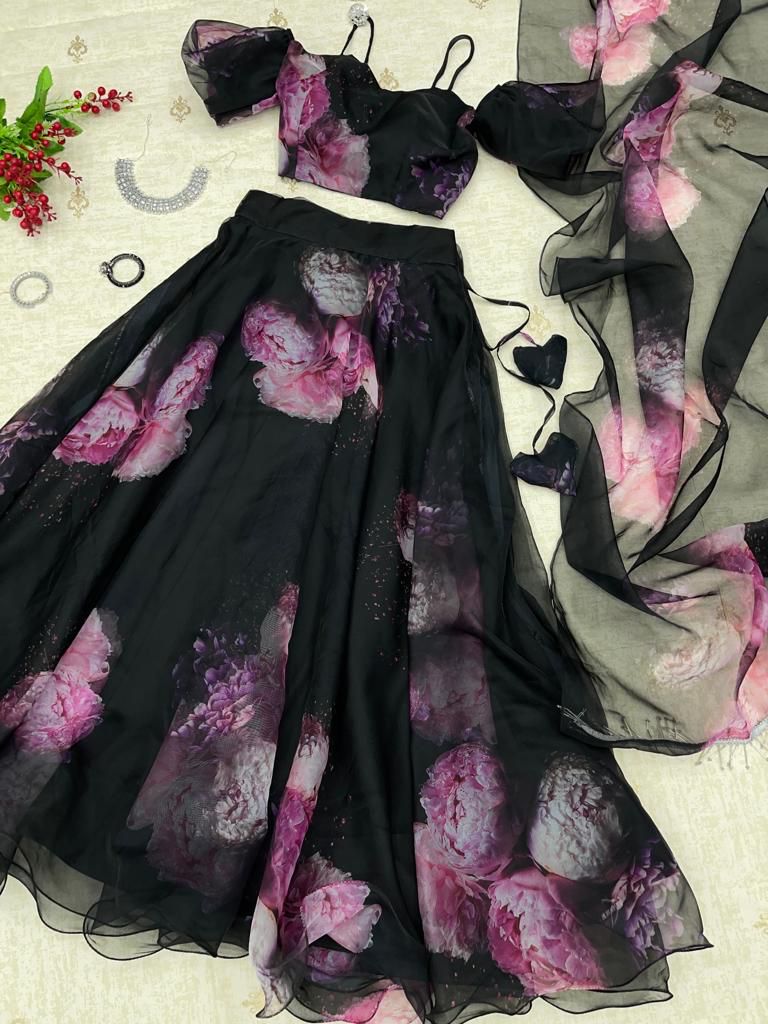 Innovative Black Color Printed Lehenga Choli - Image 2