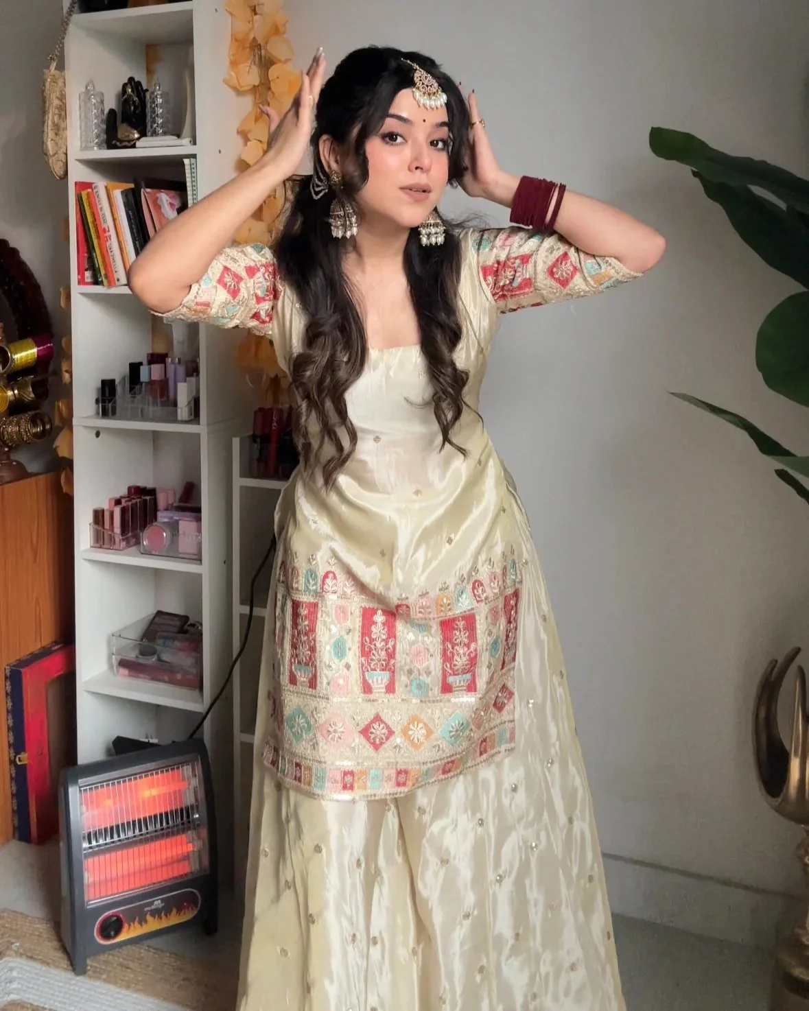 Khushi Silk Heavy Work Off White Sharara Set - Image 4