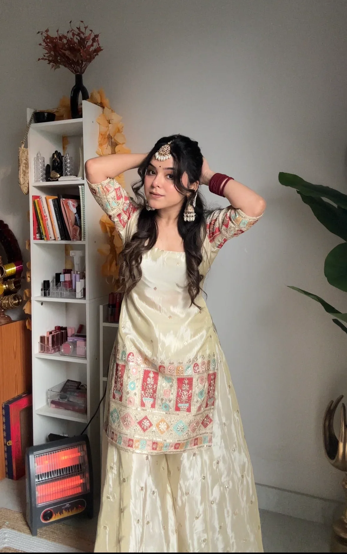 Khushi Silk Heavy Work Off White Sharara Set - Image 3
