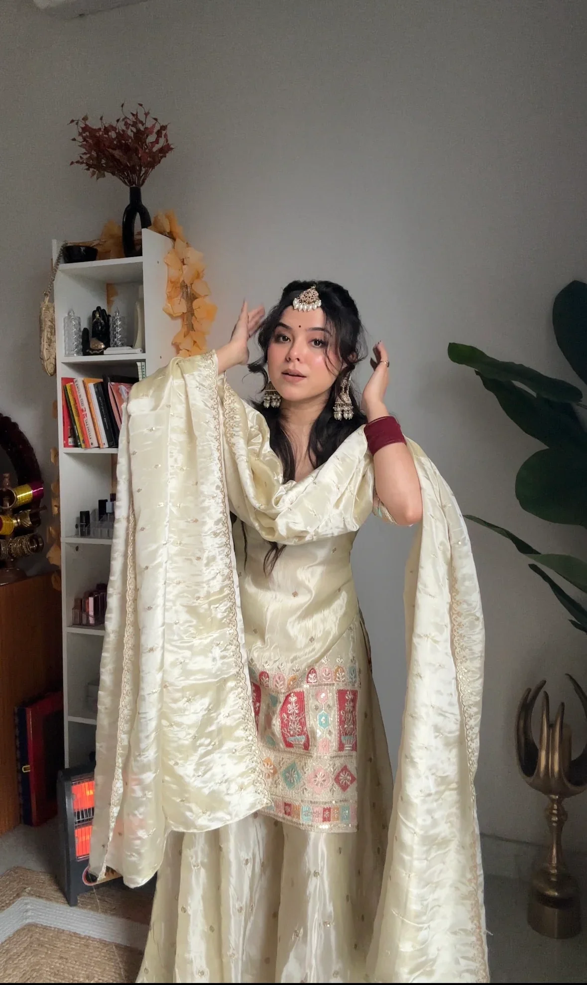 Khushi Silk Heavy Work Off White Sharara Set - Image 4