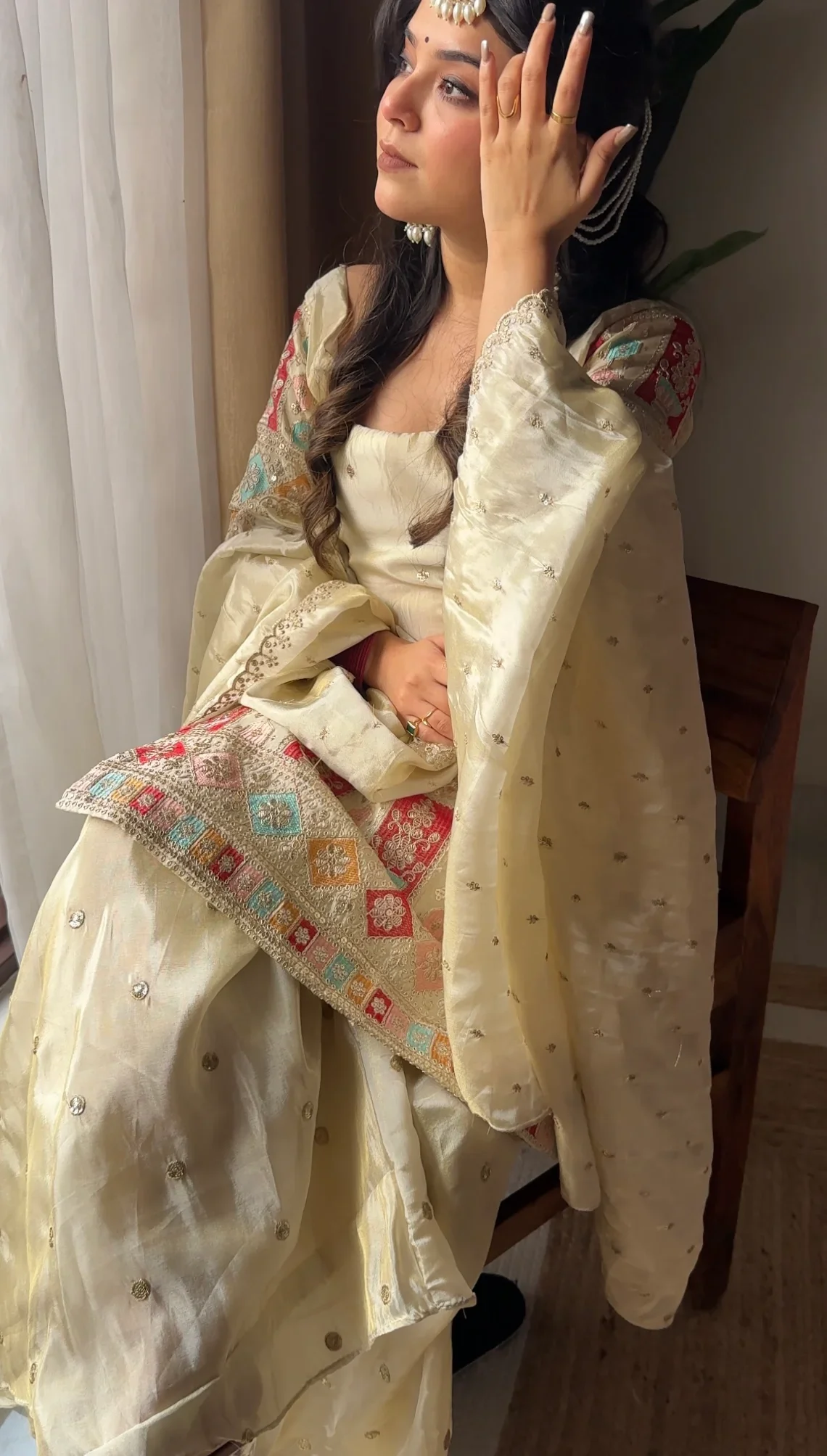 Khushi Silk Heavy Work Off White Sharara Set - Image 7
