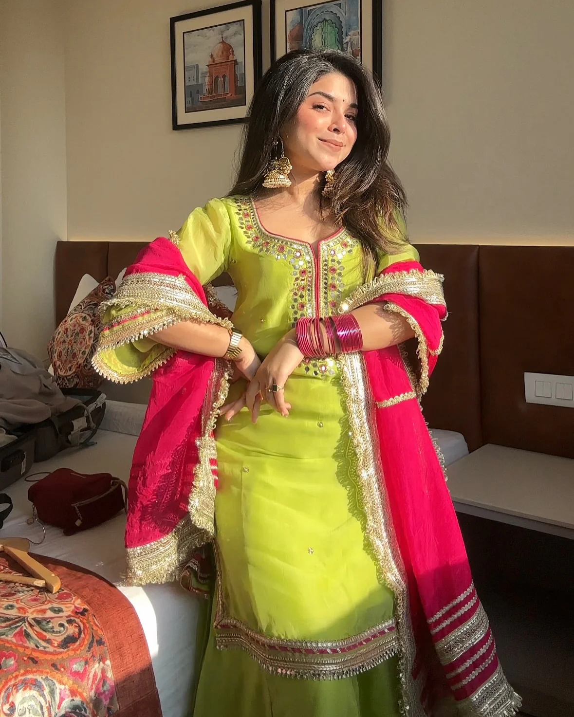 Khwahish Neon Color Designer Sharara Set - Image 2