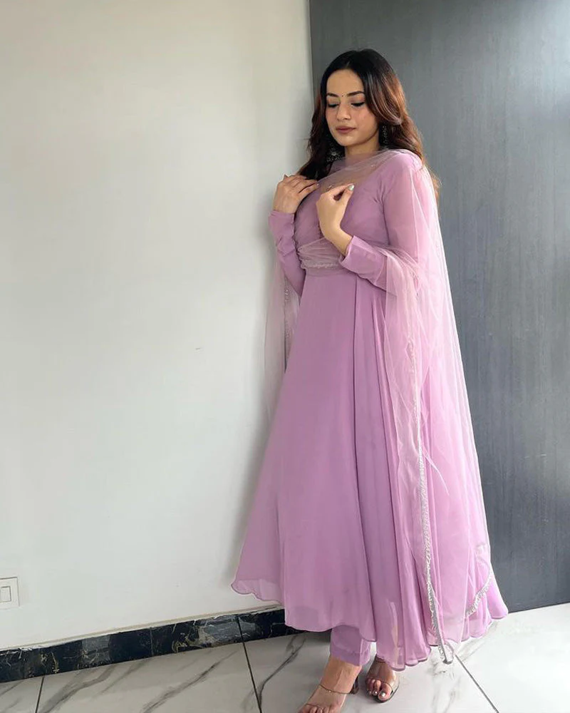 Kirti Singh Onion Color Anarkali Three Piece Suit - Image 3