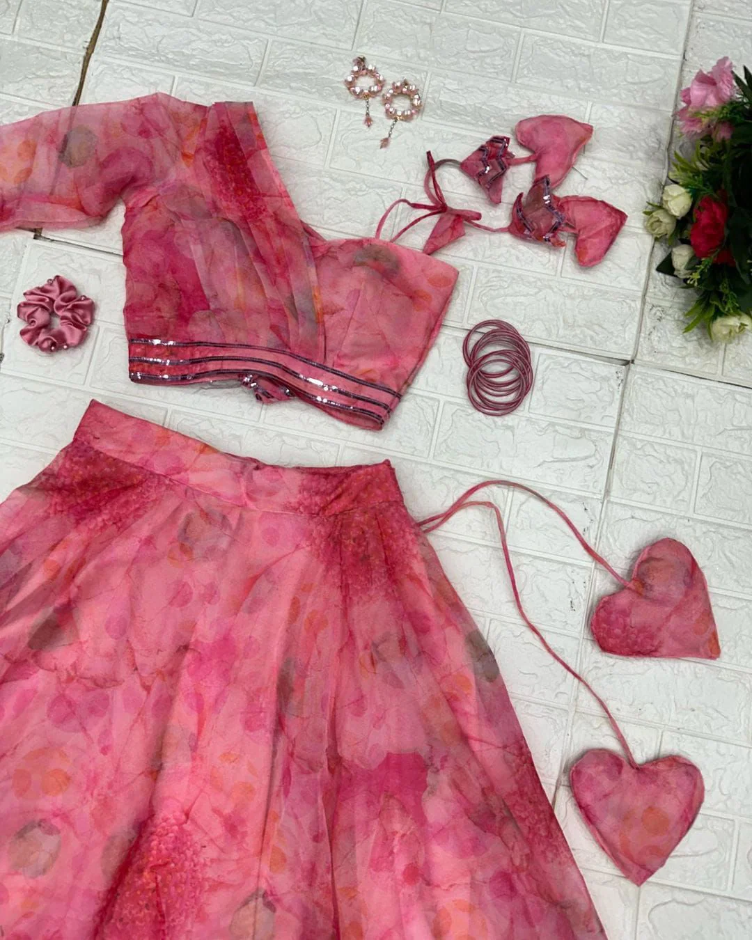 Light Pink Color Digital Print Wonderful Lehenga With Blouse. - Image 5
