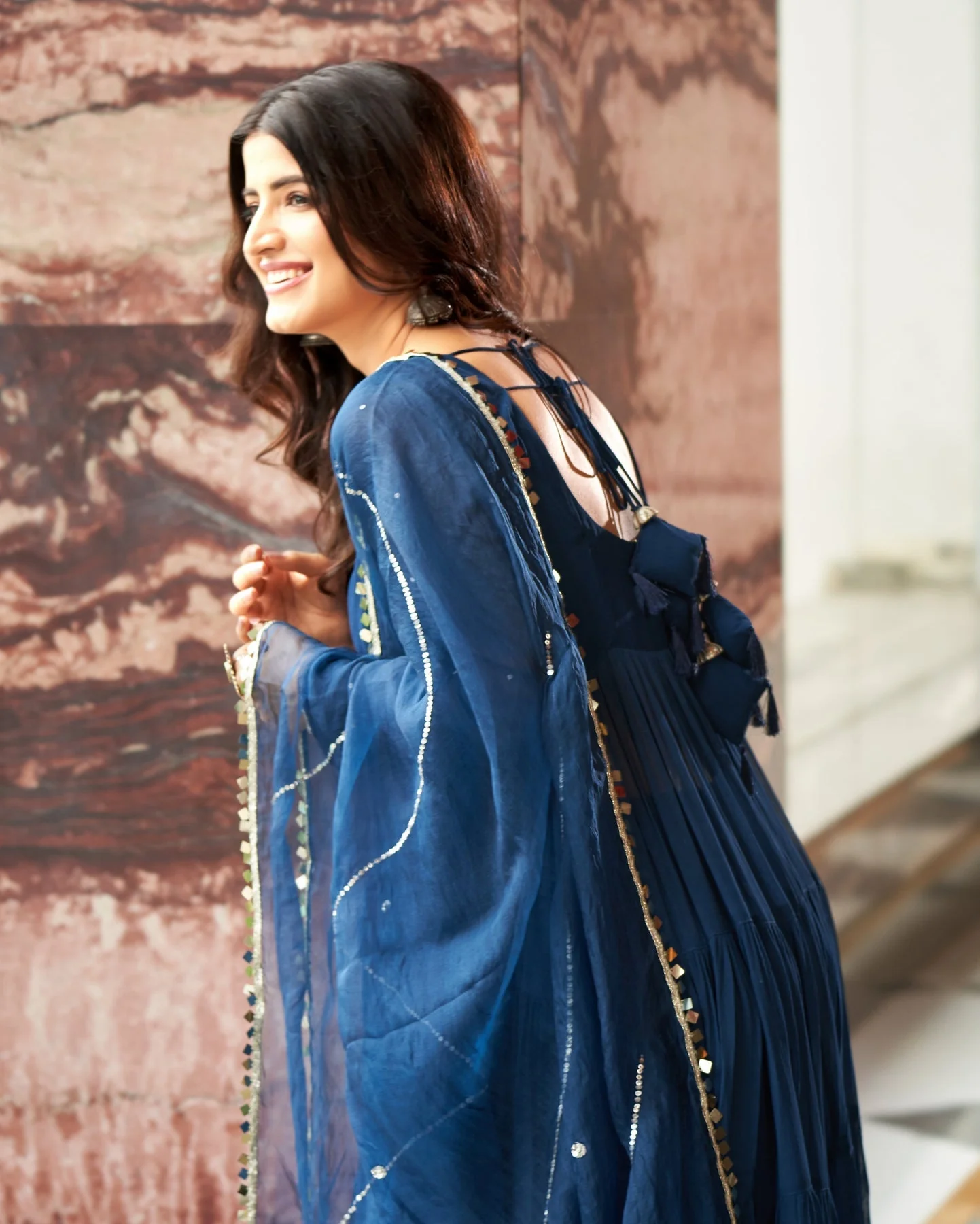Mihika Blue Georgette Flared Anarkali Suit Set - Image 7