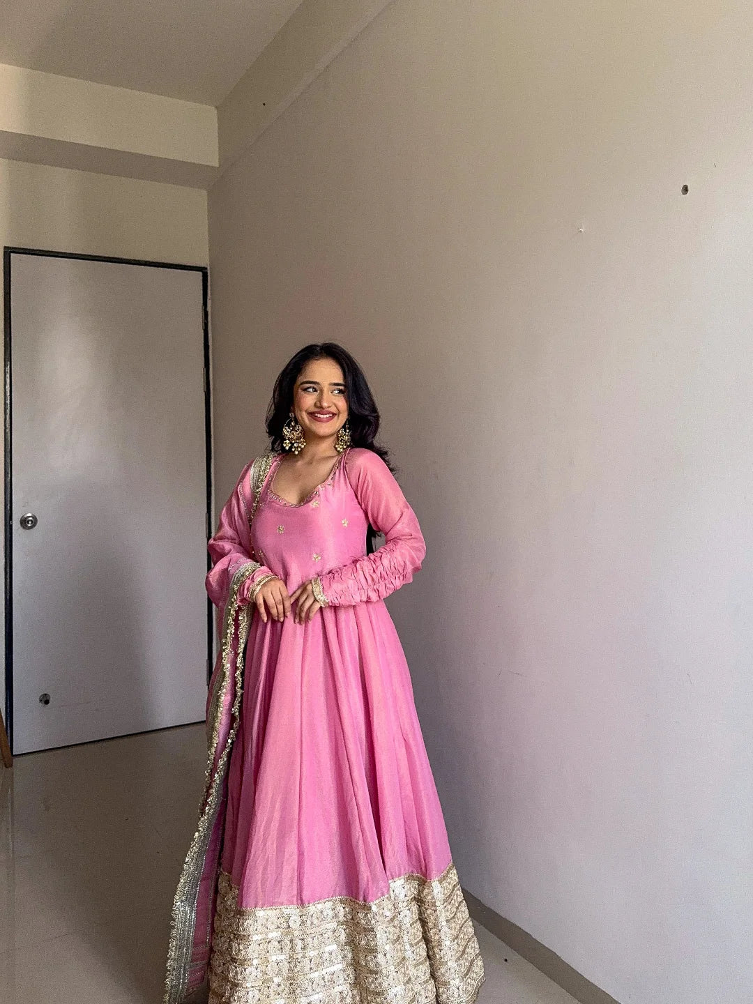 Nargis Pink Premium Anarkali Suit Set - Image 6