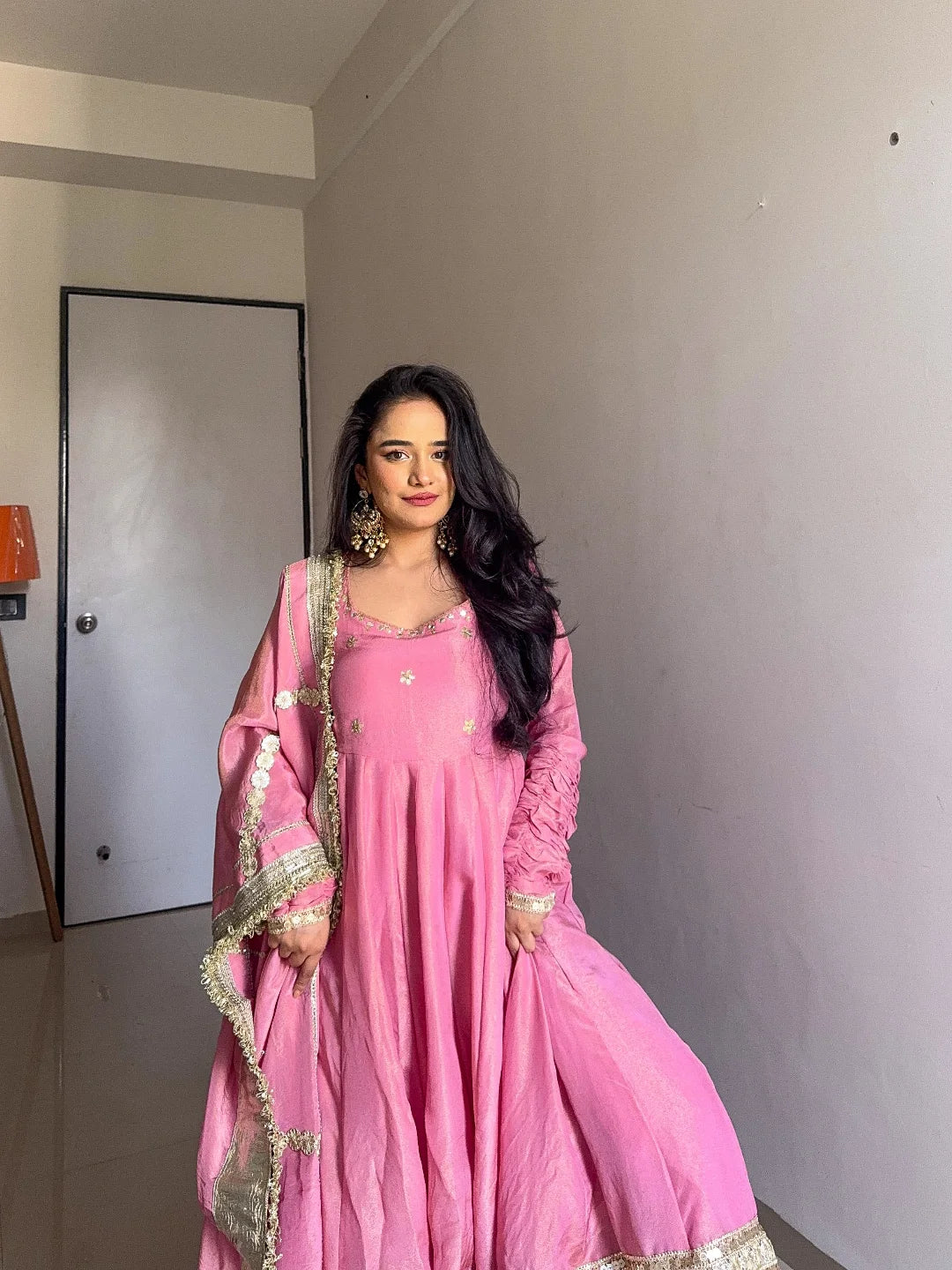 Nargis Pink Premium Anarkali Suit Set - Image 7