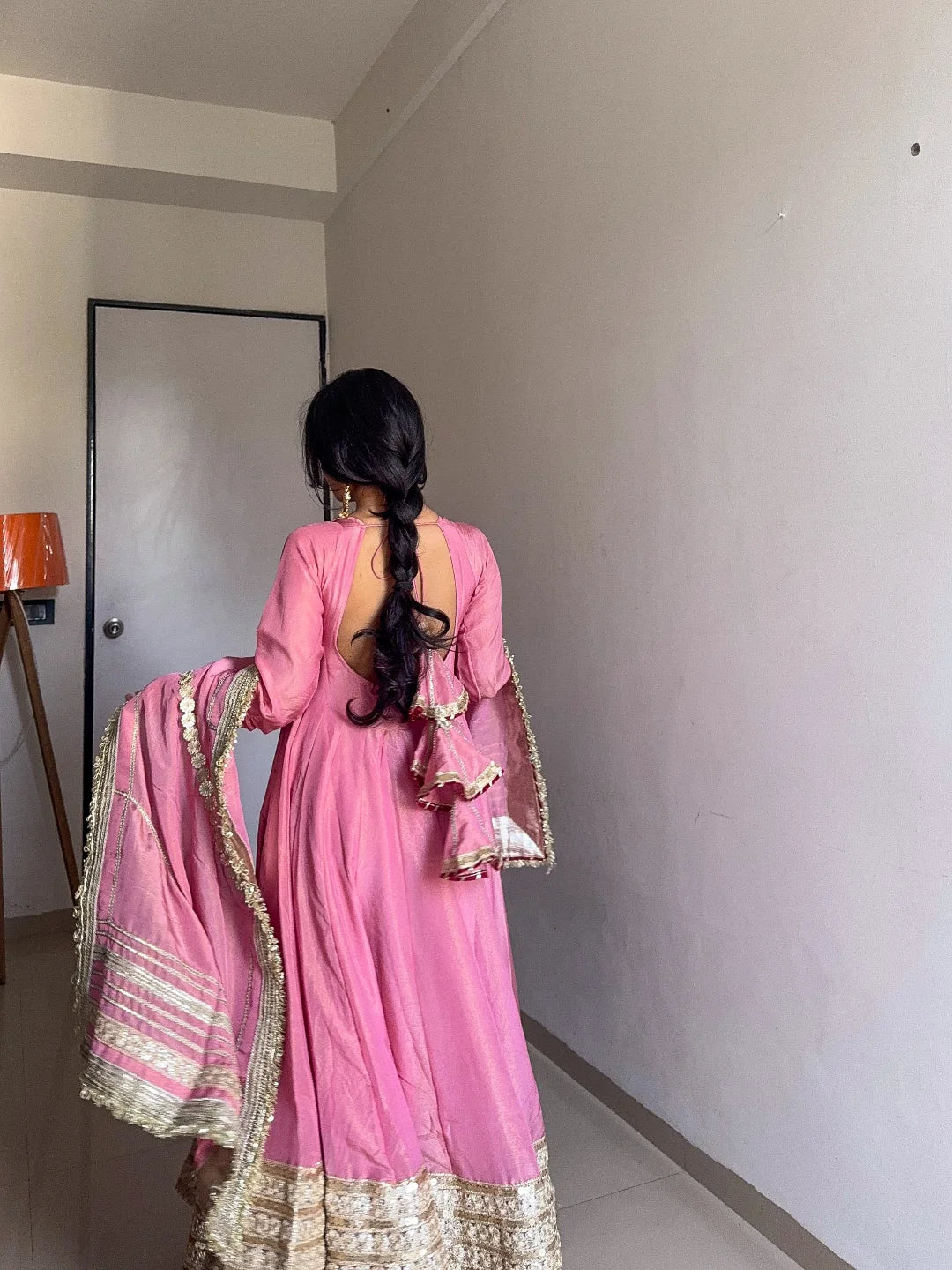 Nargis Pink Premium Anarkali Suit Set - Image 9