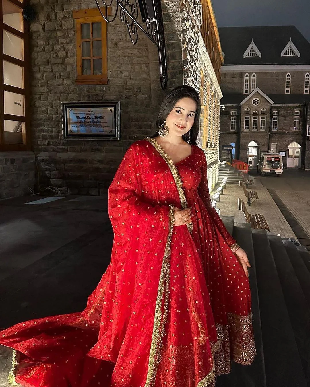 Outstanding Red Color Sequence Work Anarkali Gown - Image 3