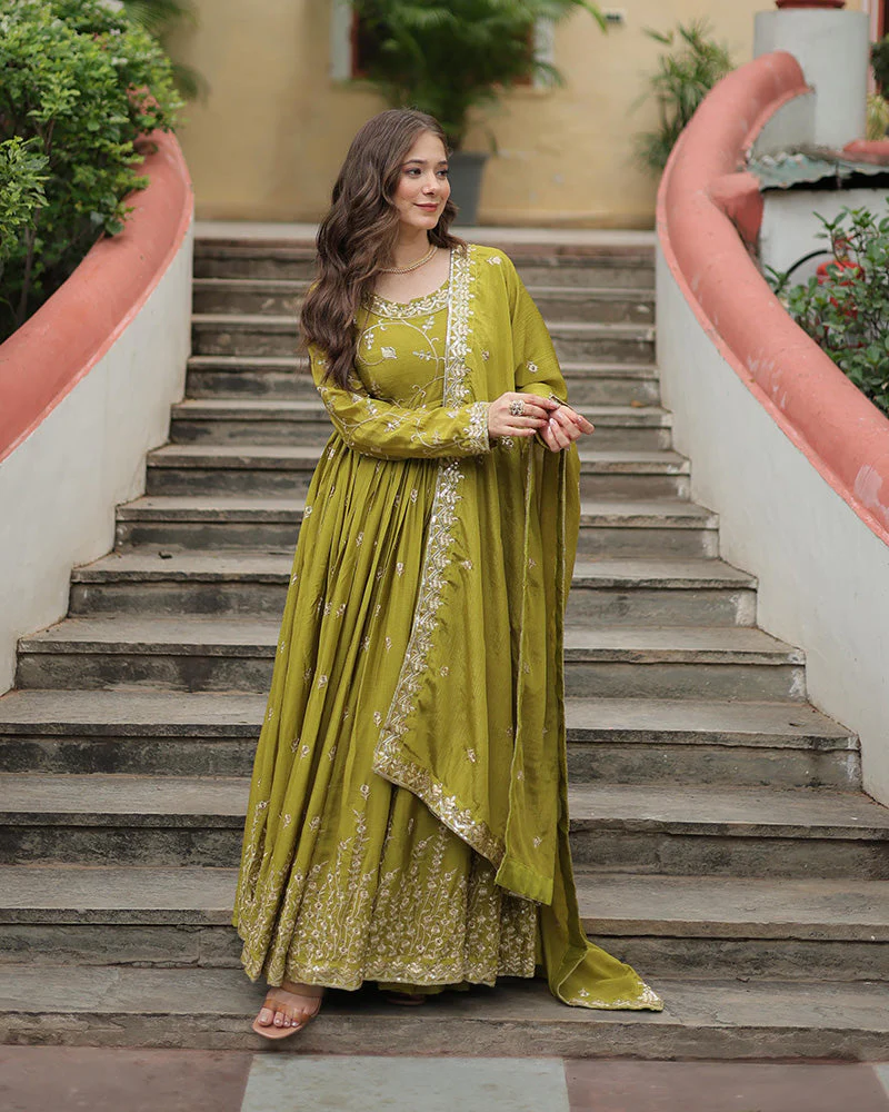 Parrot Color Designer Three Piece Sharara Suit - Image 4