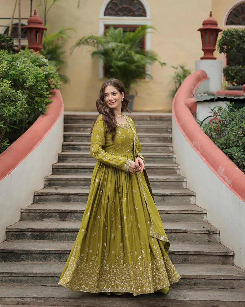 Parrot Color Designer Three Piece Sharara Suit - Image 6