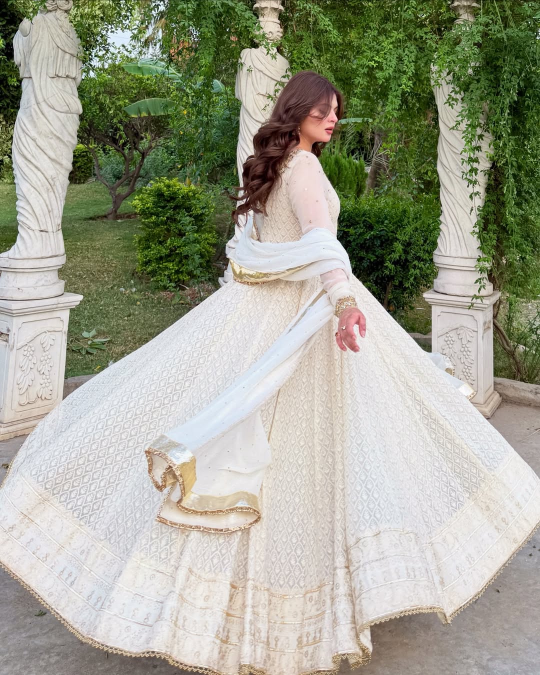 Pretty White Color Sequence Work Anarkali Gown - Image 3