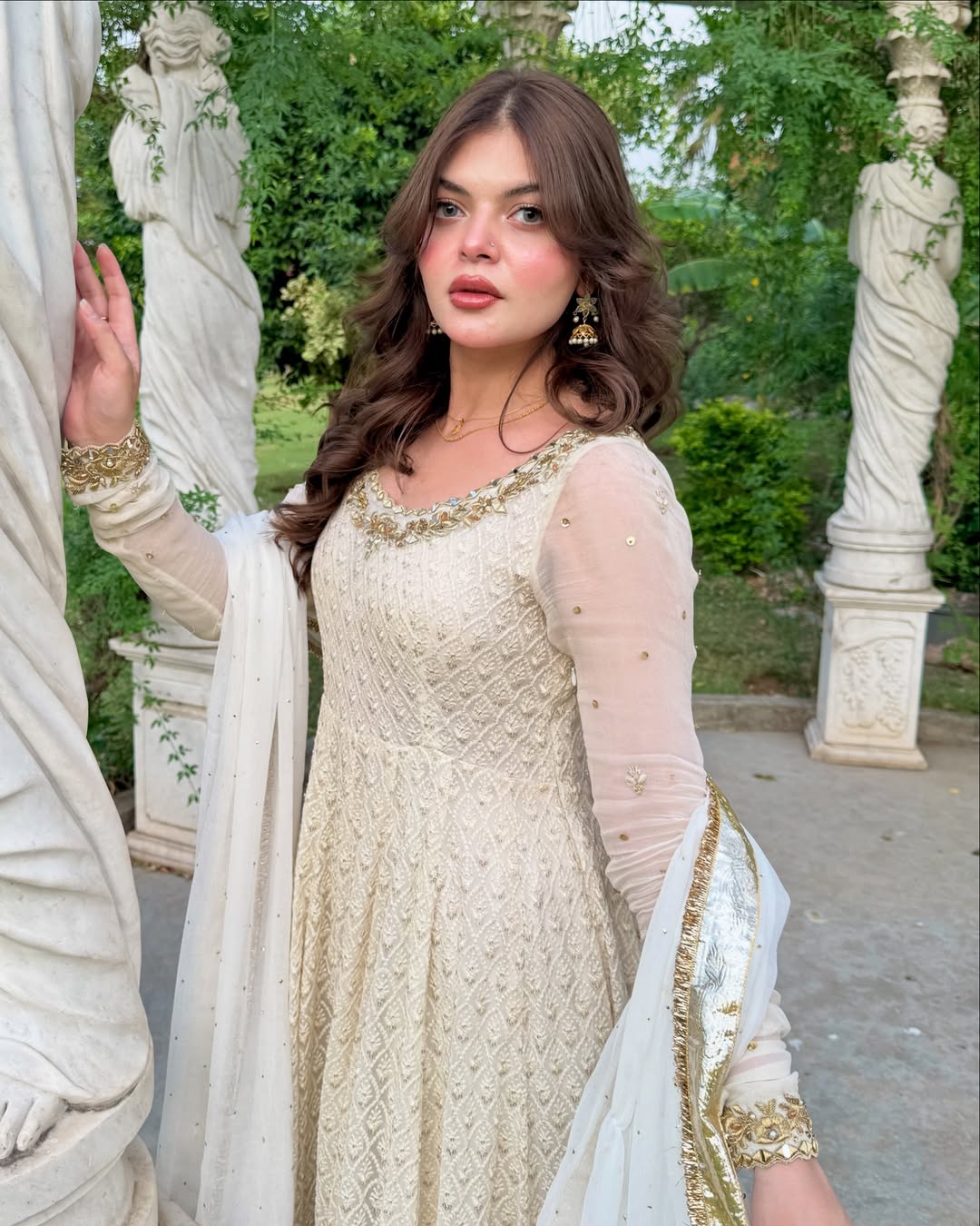 Pretty White Color Sequence Work Anarkali Gown - Image 5
