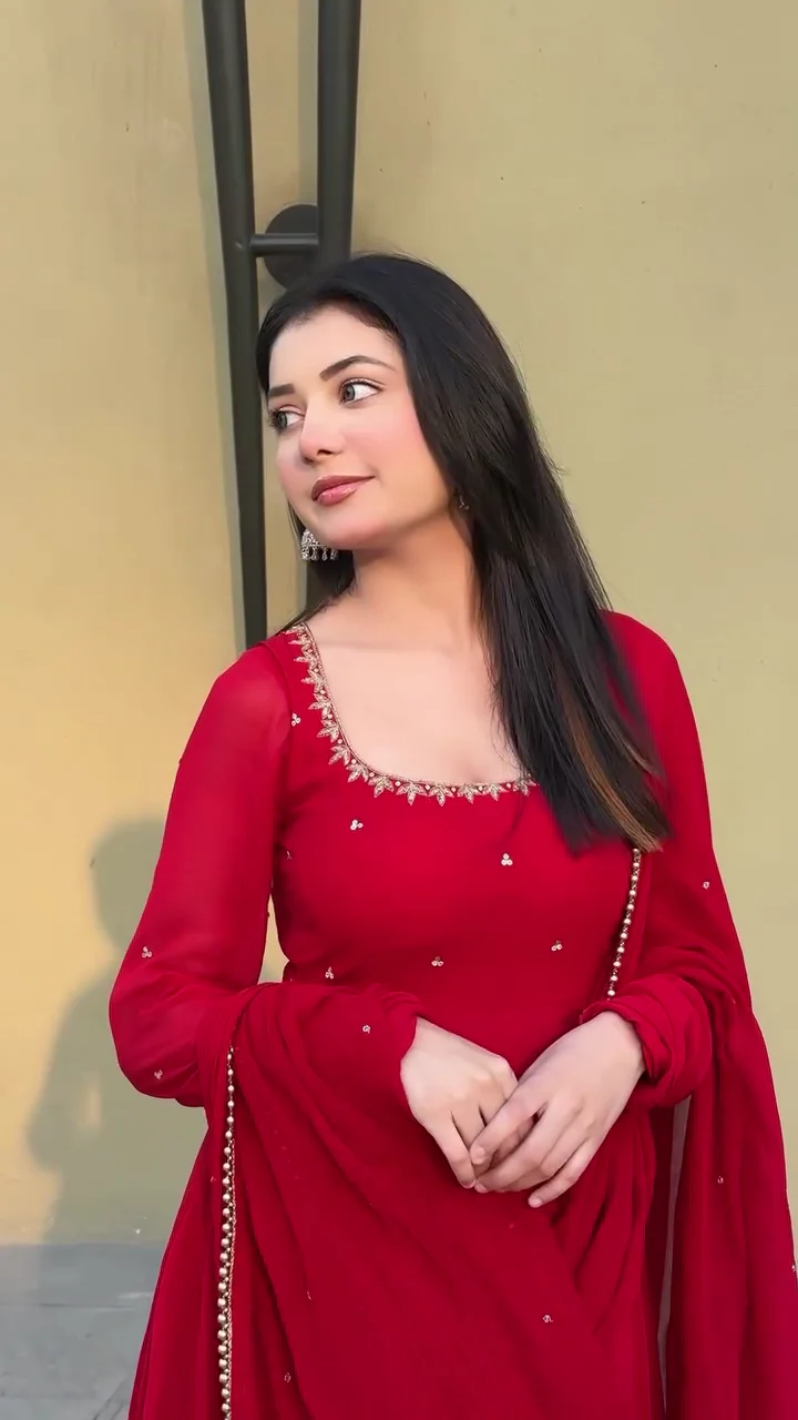 Radiant Red Hand Work Festive Anarkali Set - Image 2