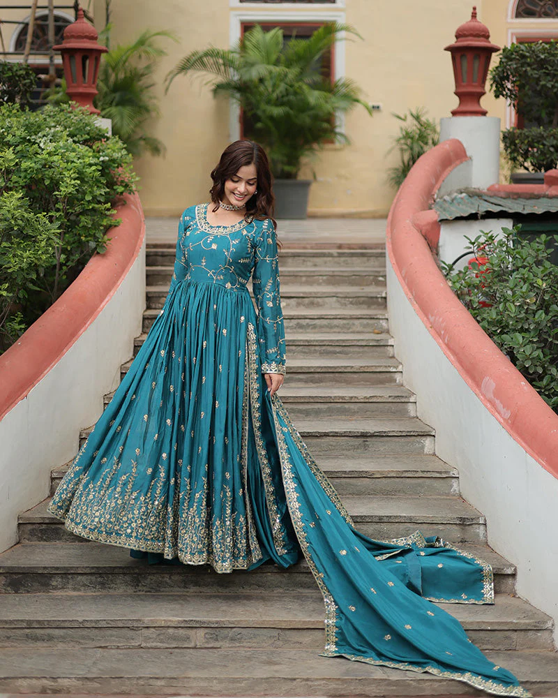 Rama Color Designer Three Piece Sharara Suit - Image 4