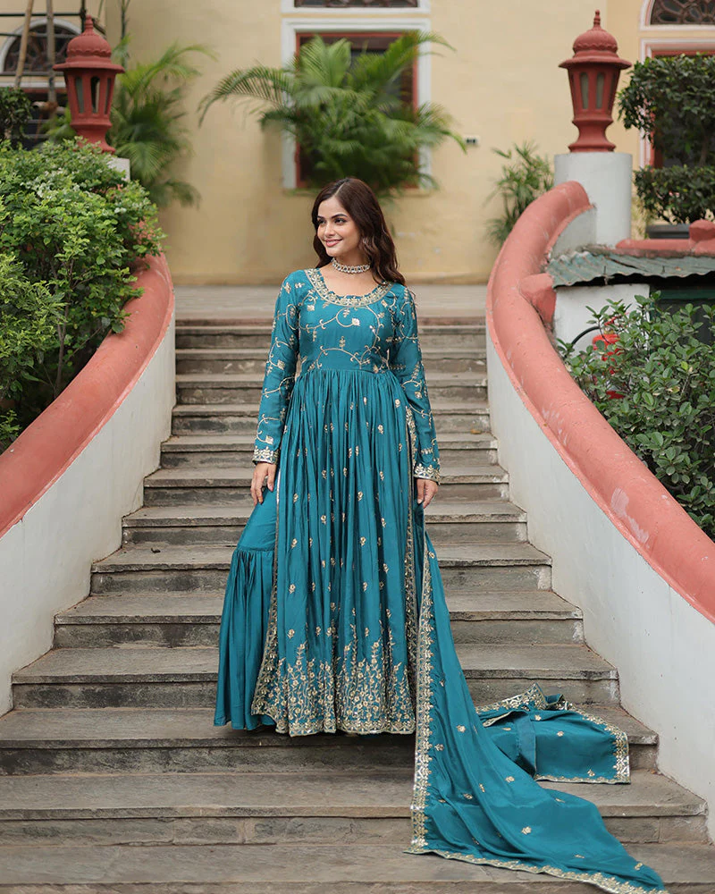 Rama Color Designer Three Piece Sharara Suit - Image 6