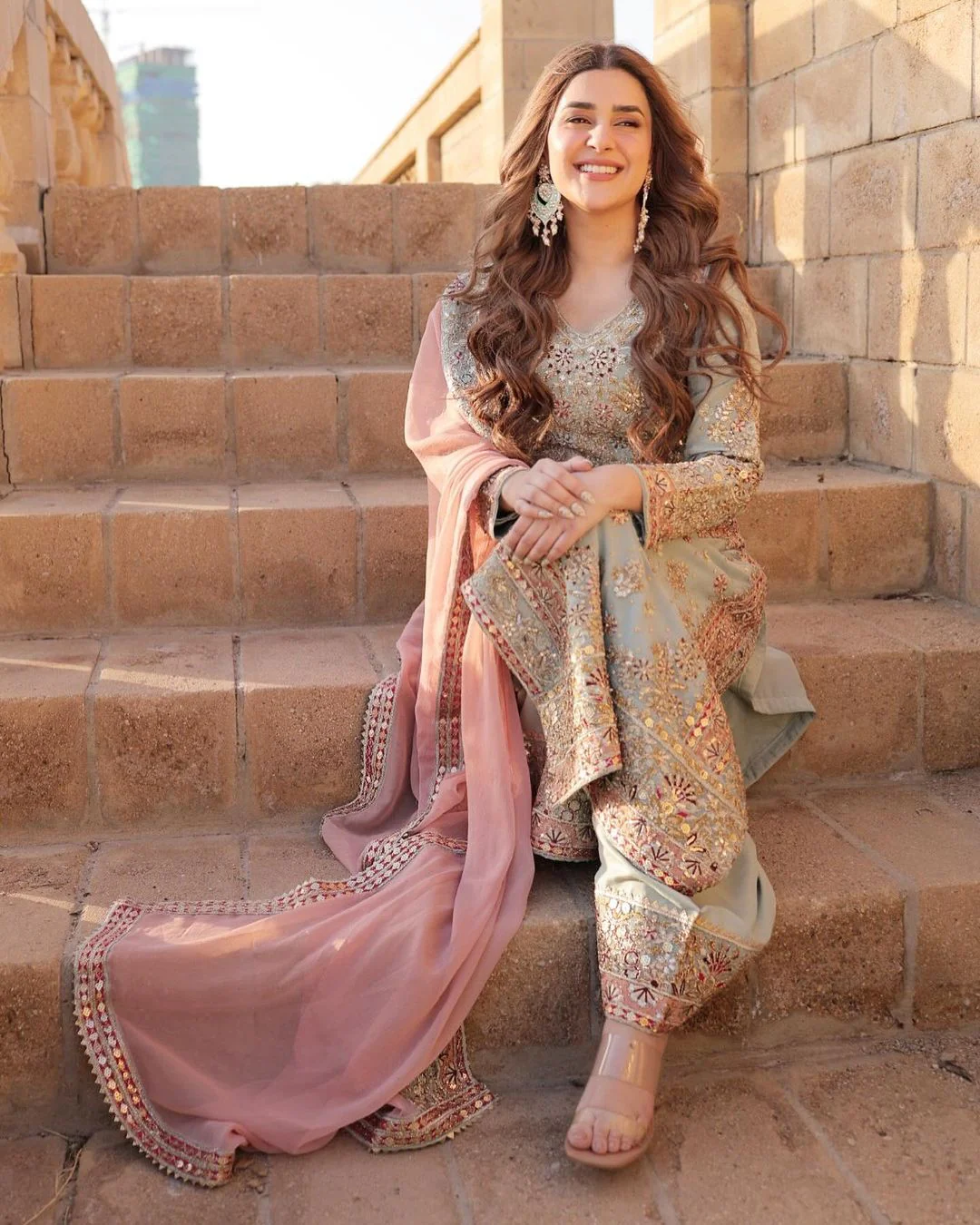 Shriyanshi Sky Blue Embroidered Kurti Sharara Set - Image 5