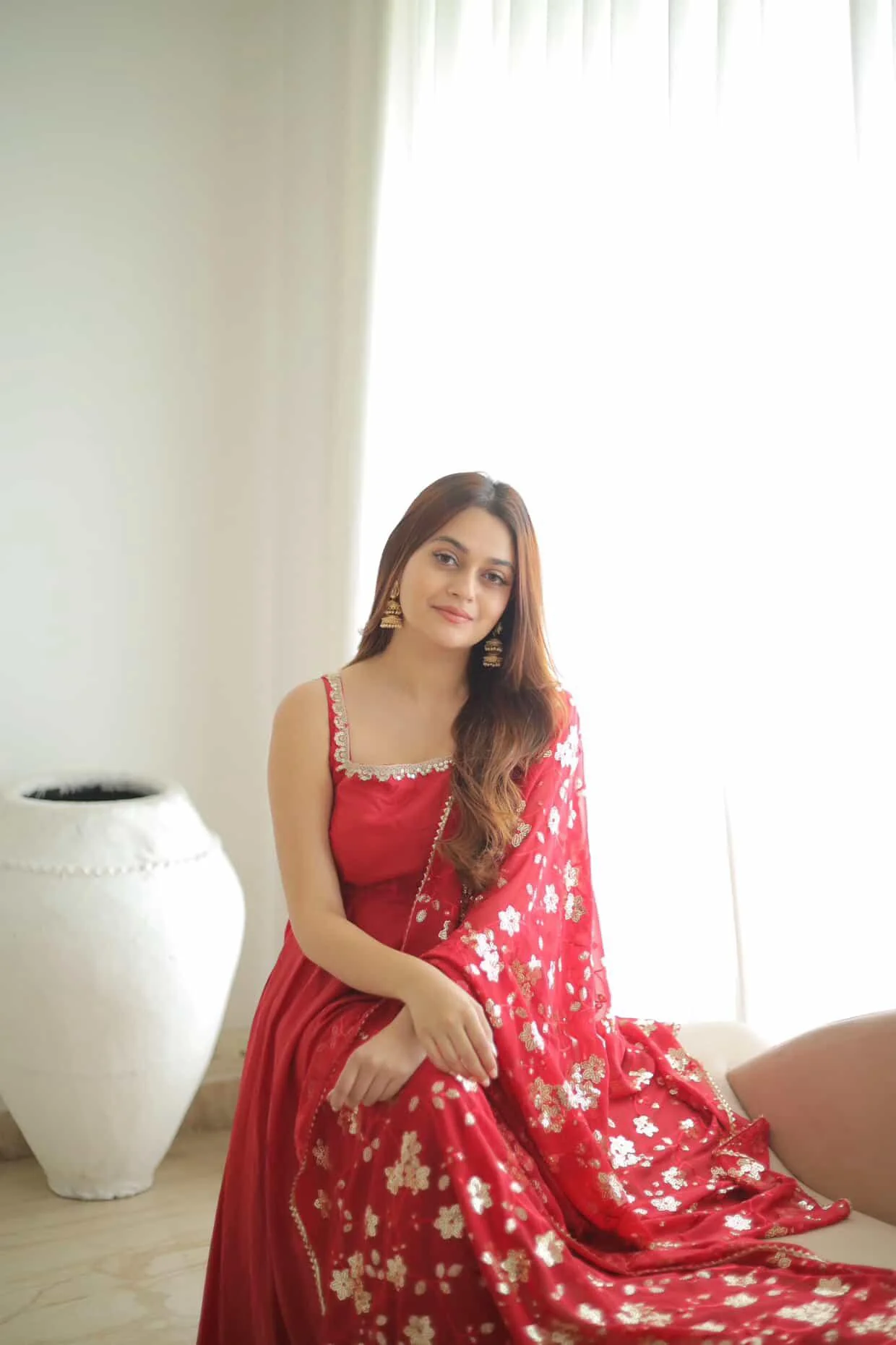 Vaishnavi Rao Manjula Maroon Anarkali Gown Suit Set - Image 2