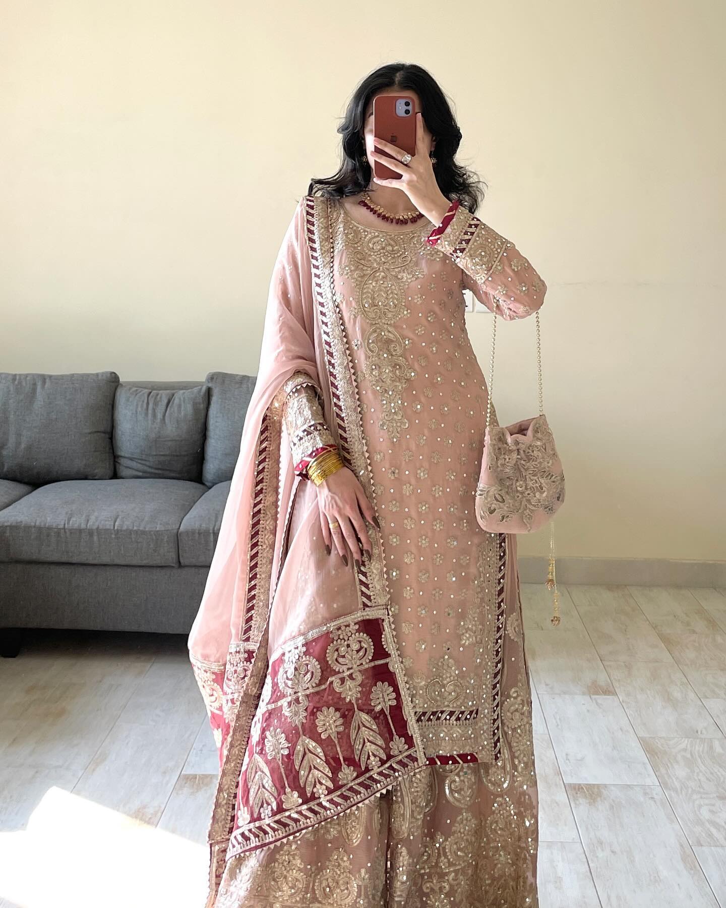 Vihana Pink Embroidered Kurti Sharara Set - Image 3